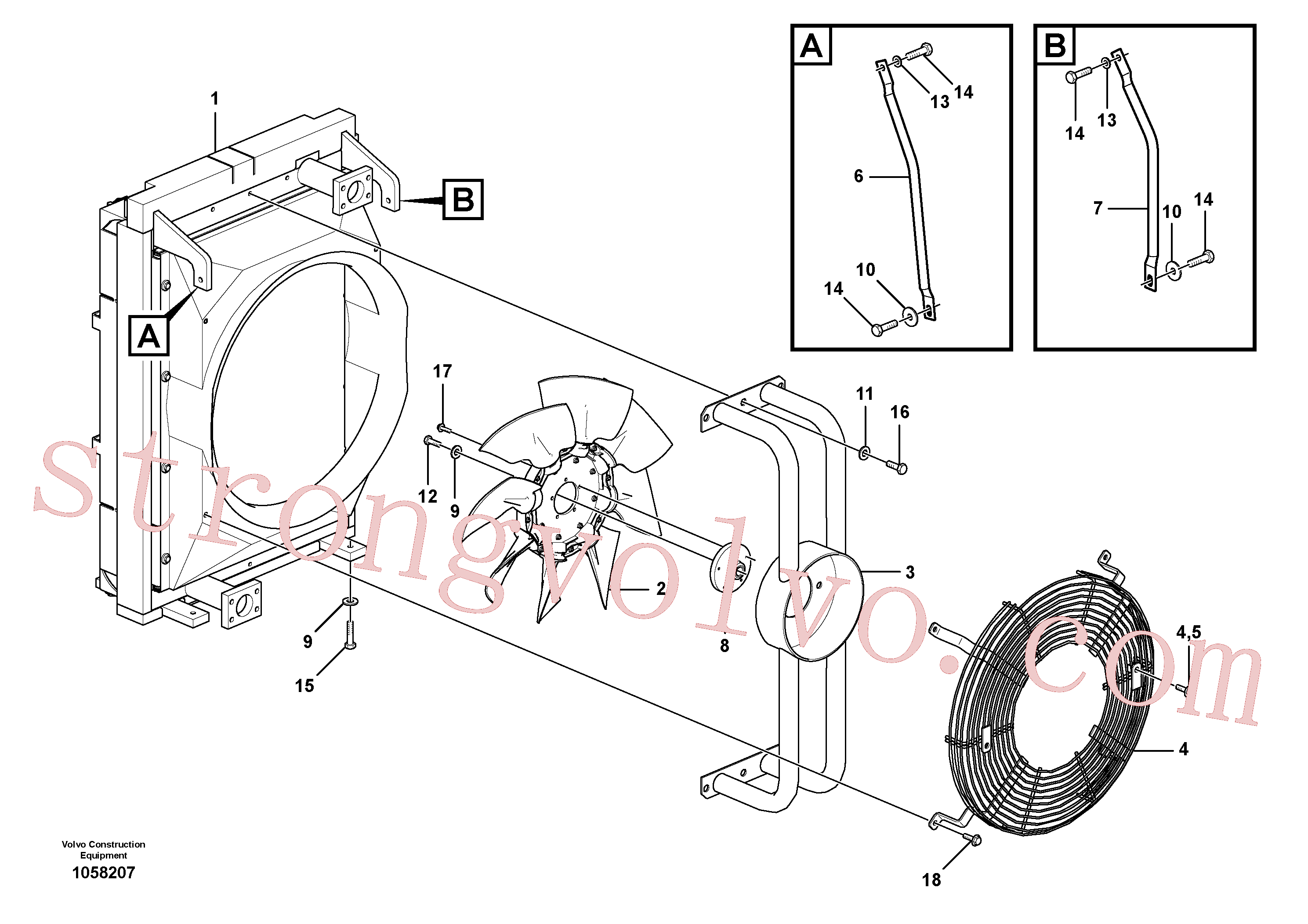 VOE14563595 Volvo Sistema hidráulico, suporte do refrigerador do óleo(1058207 Montagem)