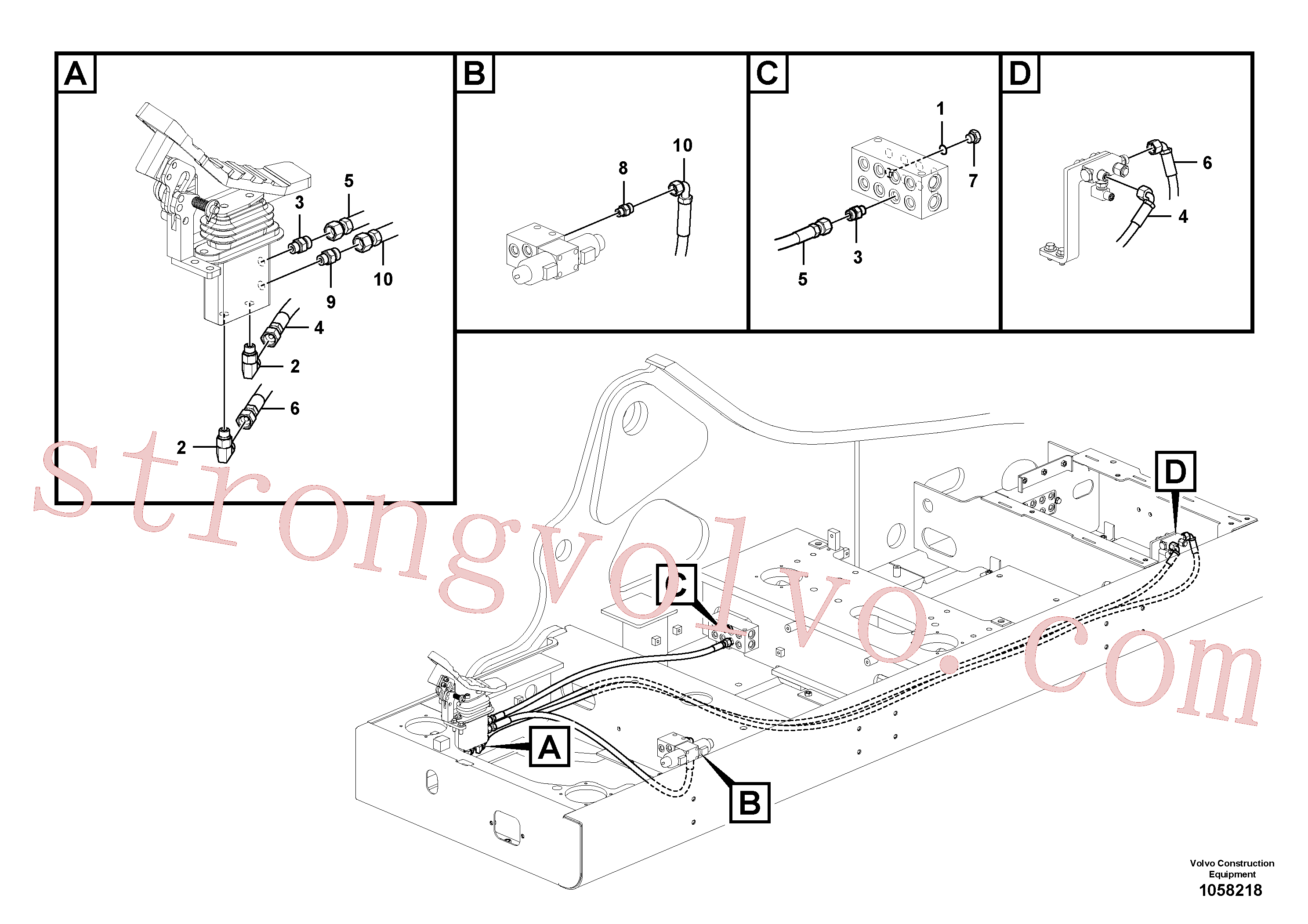 VOE936715 Volvo Sistema servomotor, mudança da função da alavanca(1058218 Montagem)