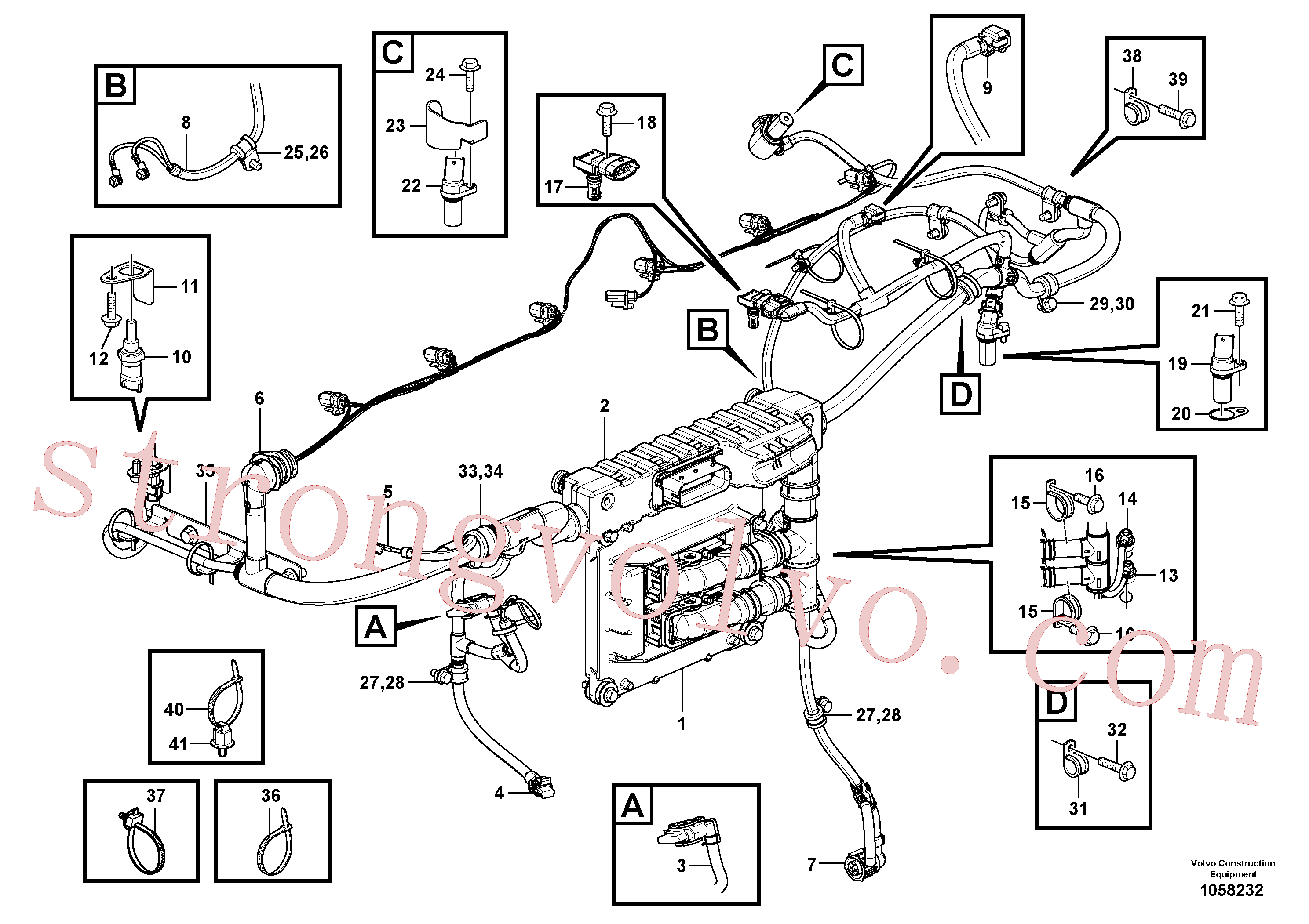 VOE22329559 Volvo Cablagem, motor, ECU(1058232 Montagem)