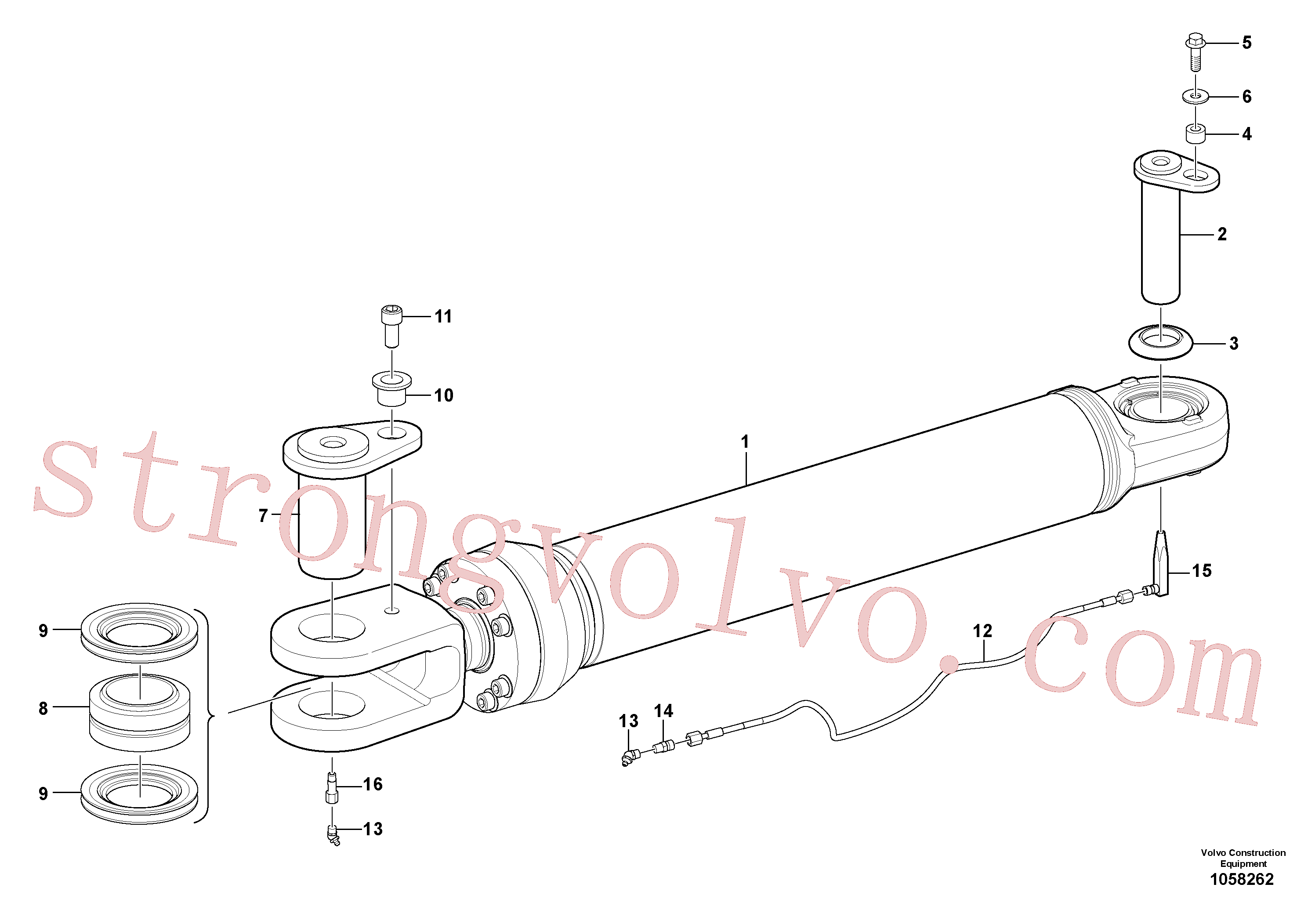 VOE4974453 Volvo Cilindro hidráulico com acessórios(1058262 Montagem)