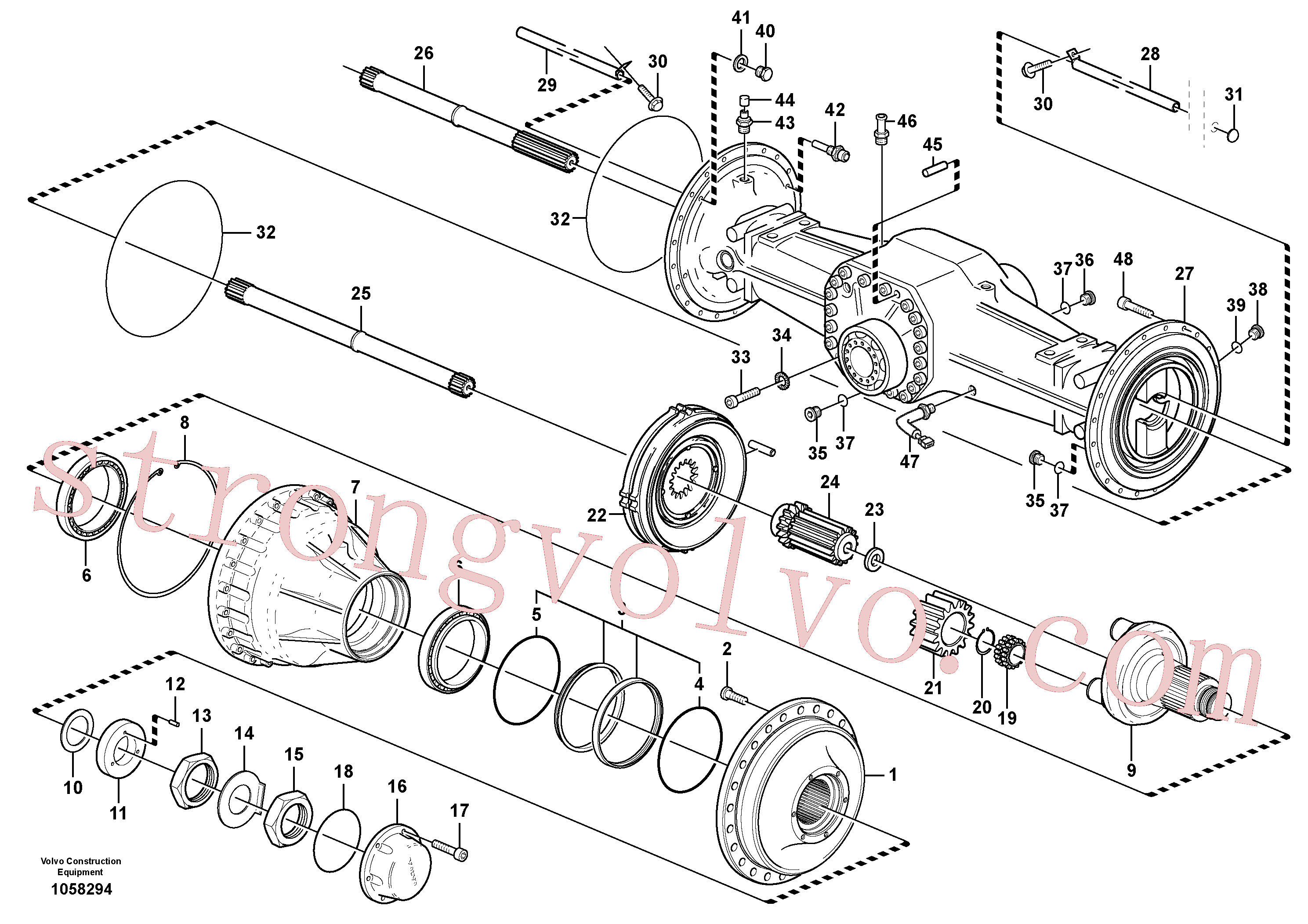 VOE968208 Volvo Eixo planetário, traseiro(1058294 Montagem)