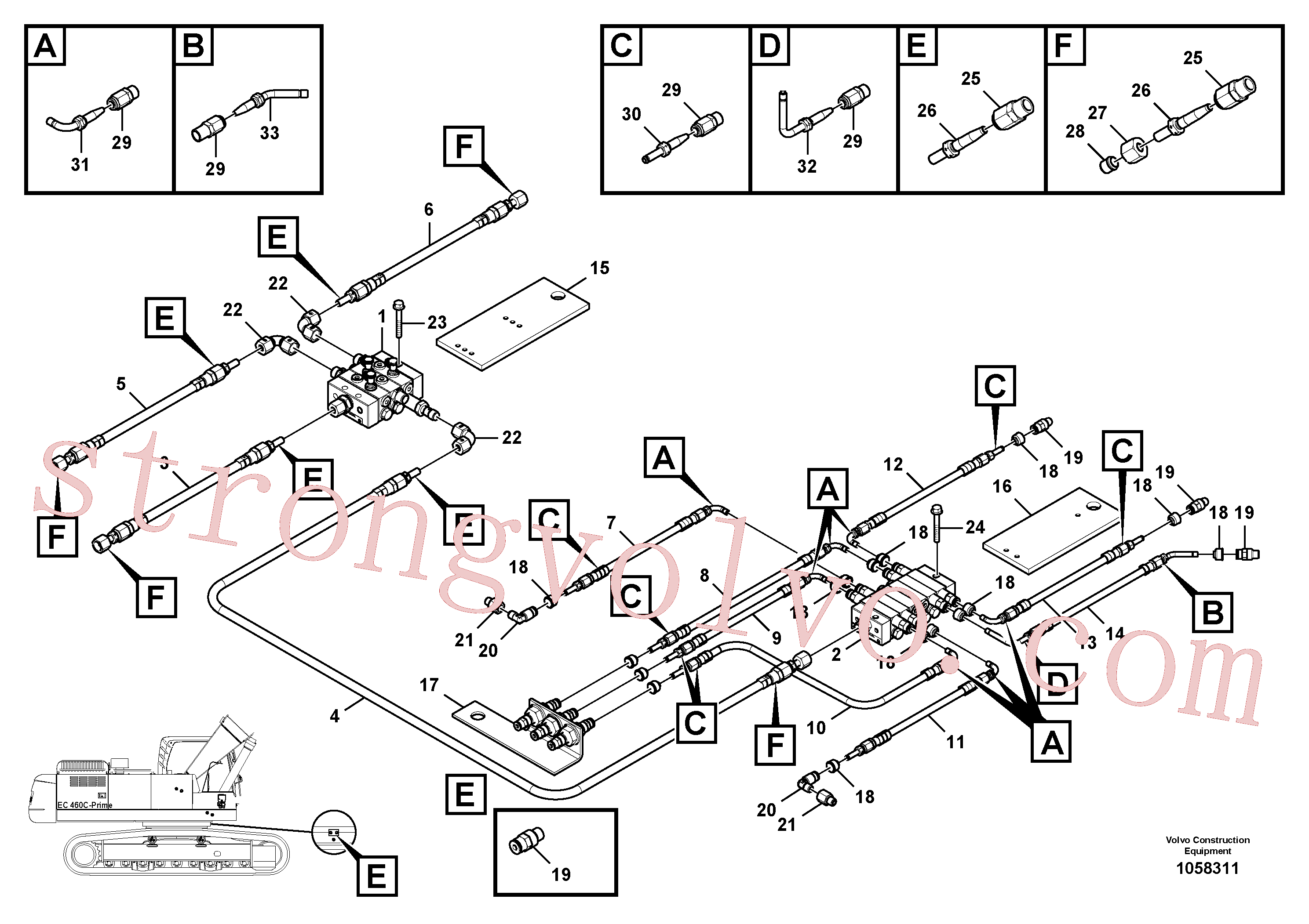 VOE14599183 Volvo Sistema de lubrificação automático, lança(1058311 Montagem)