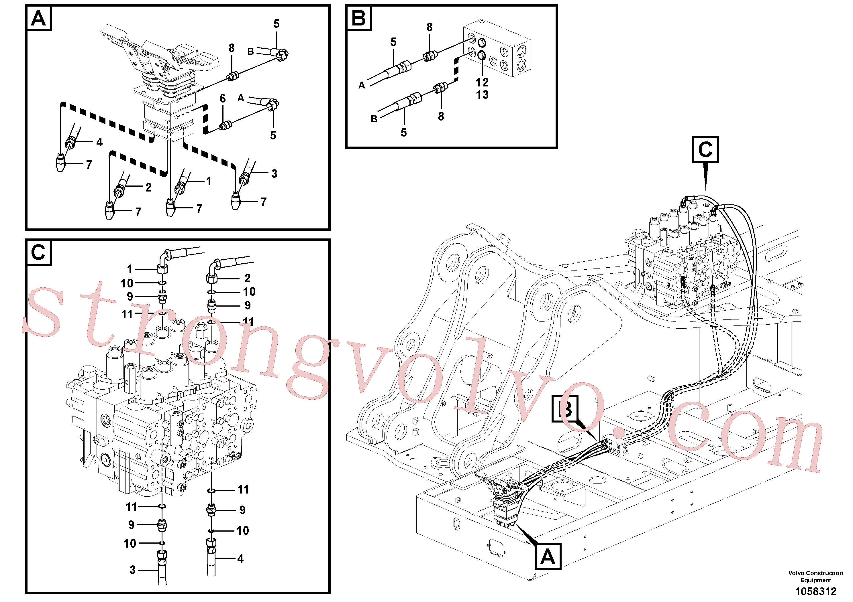 VOE937347 Volvo Sistema servomotor, válvula de comando para pedal da válvula de comando(1058312 Montagem)