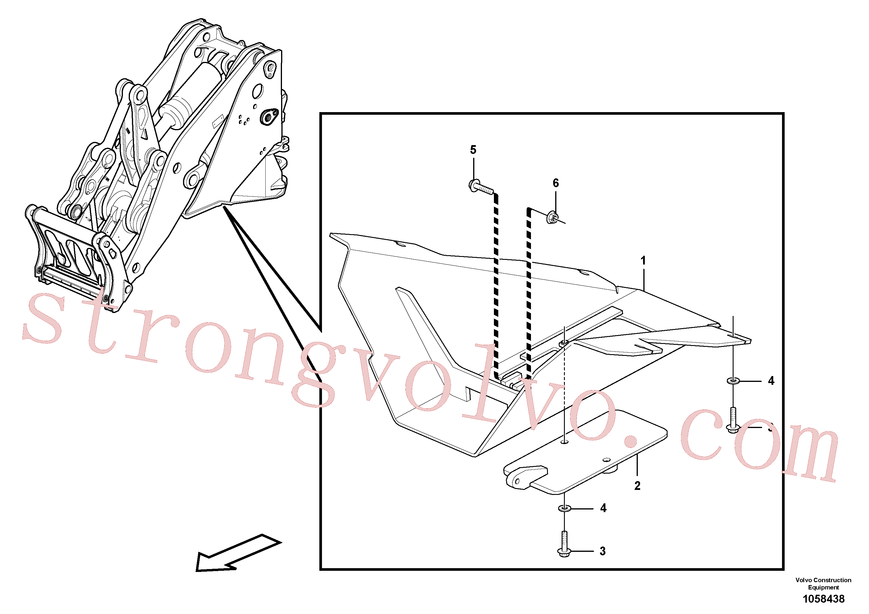 PJ4460042 Volvo Resguardo inferior, dianteira.(1058438 Montagem)