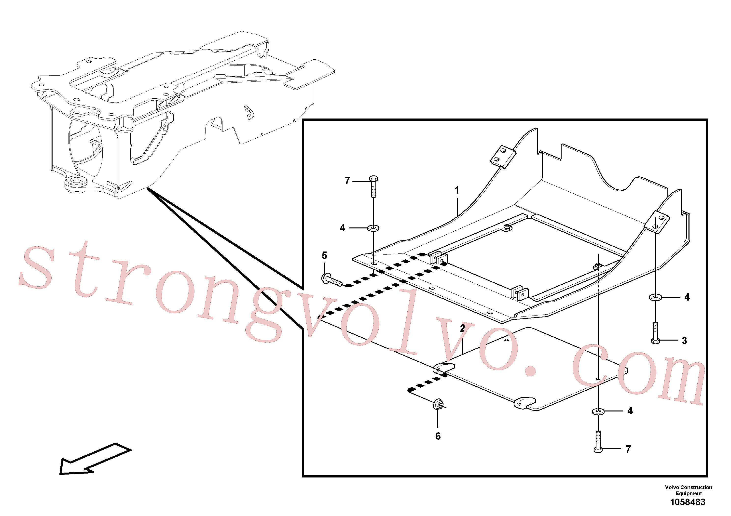 VOE60113109 Volvo Resguardo inferior, traseira..(1058483 Montagem)
