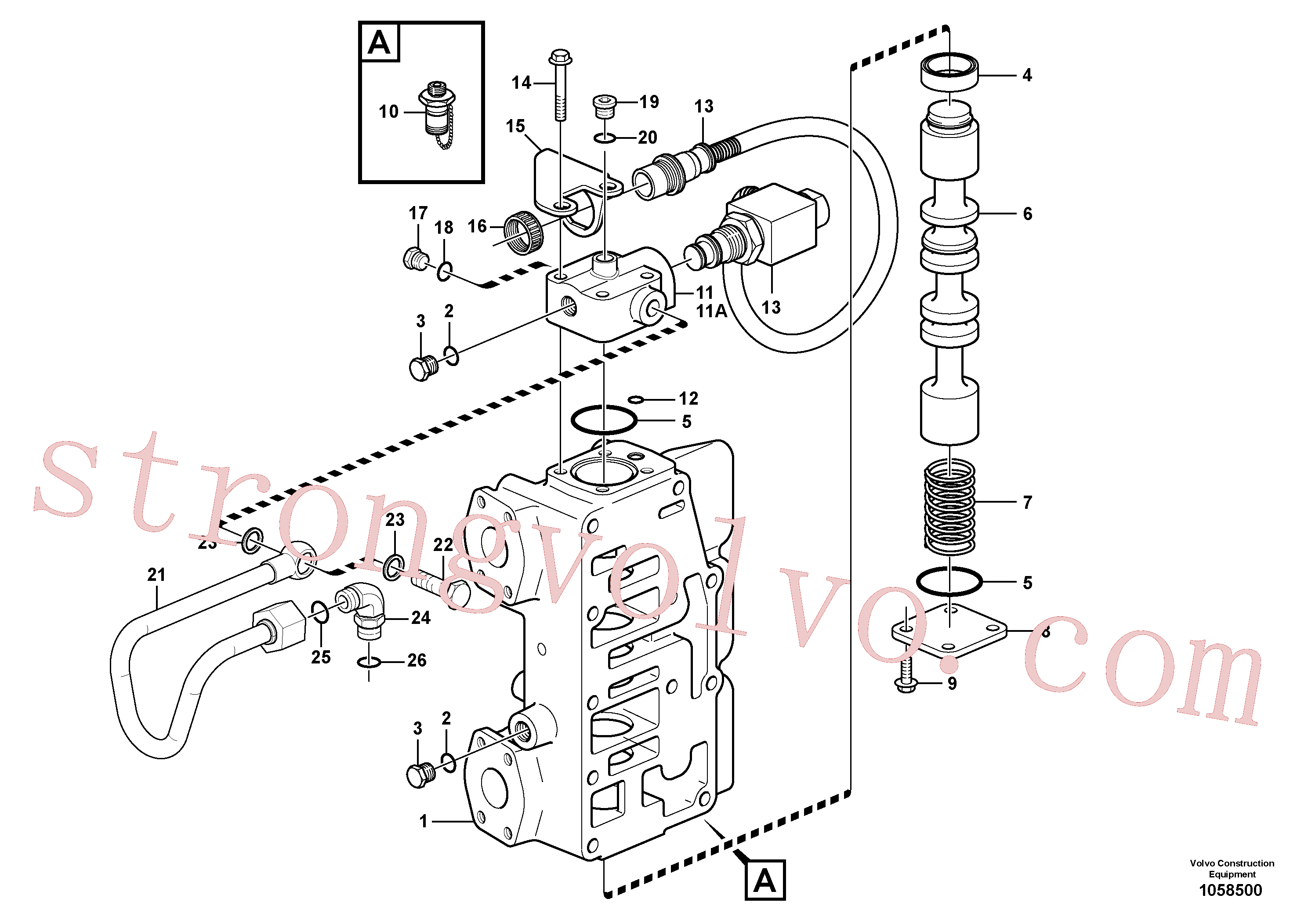 VOE968609 Volvo Válvula retardadora(1058500 Montagem)