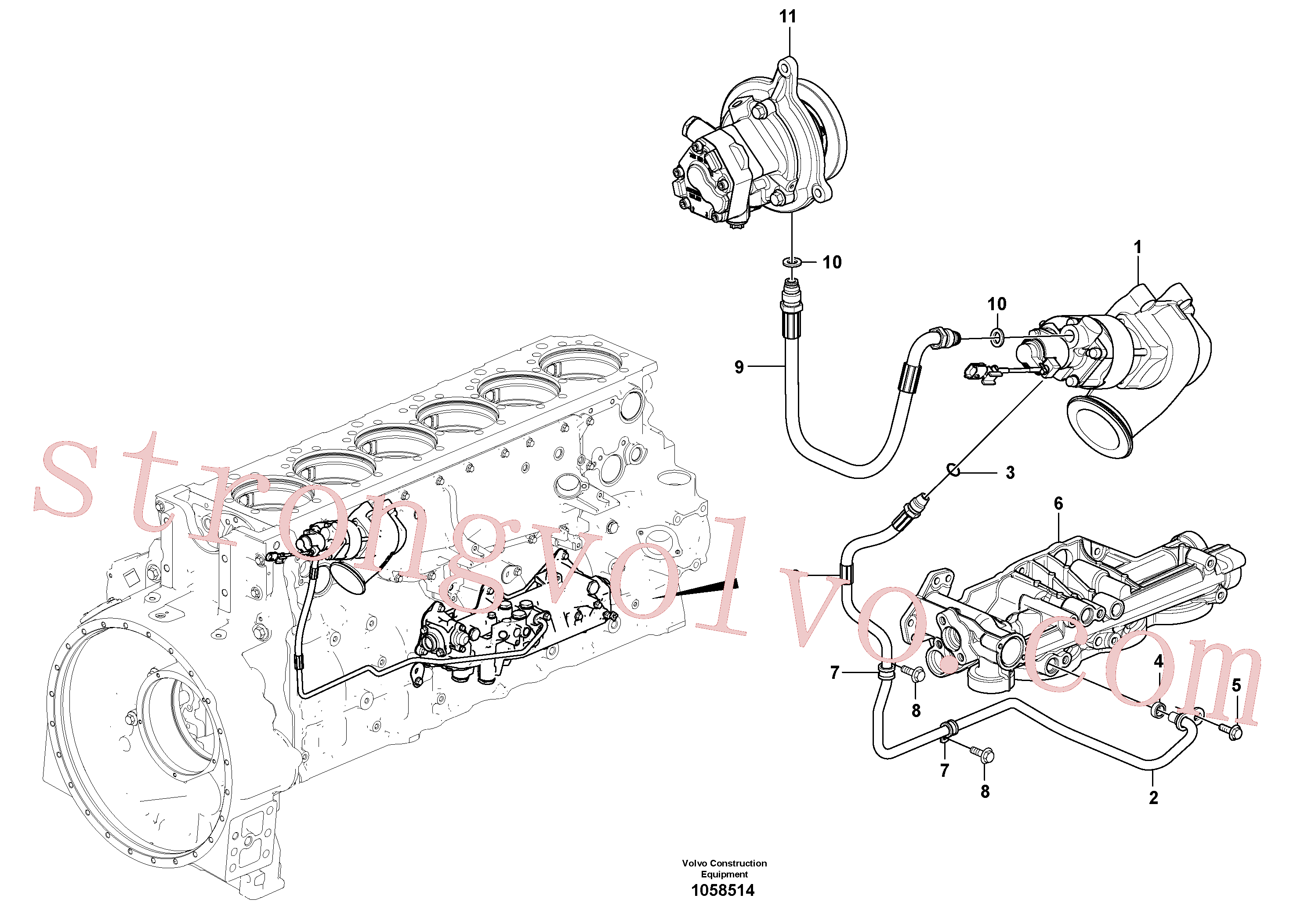 VOE7018387 Volvo Sistema de lubrificação, válvula EGR(1058514 Montagem)