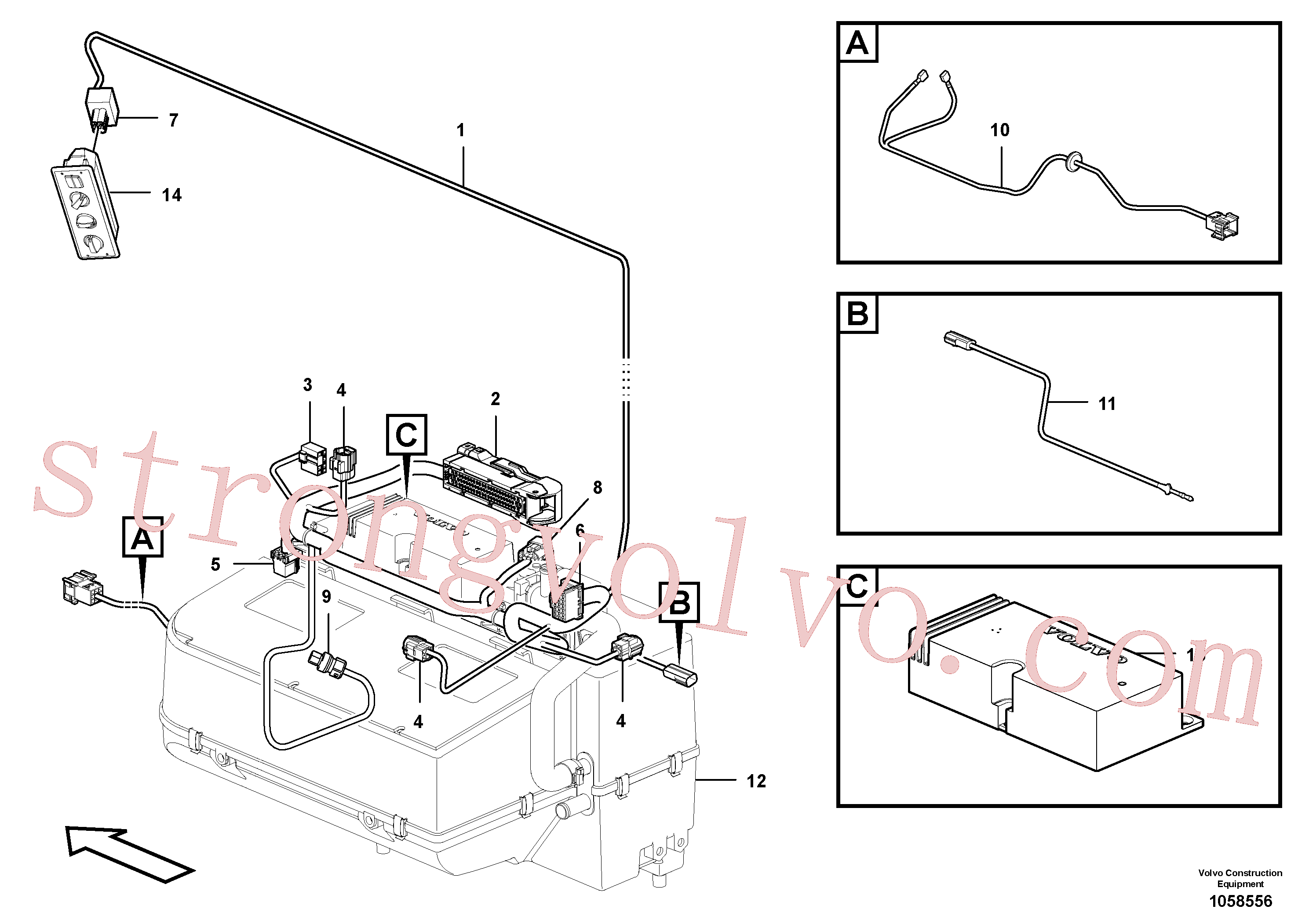 VOE11428051 Volvo Cablagem, unidade de climatização(1058556 Montagem)