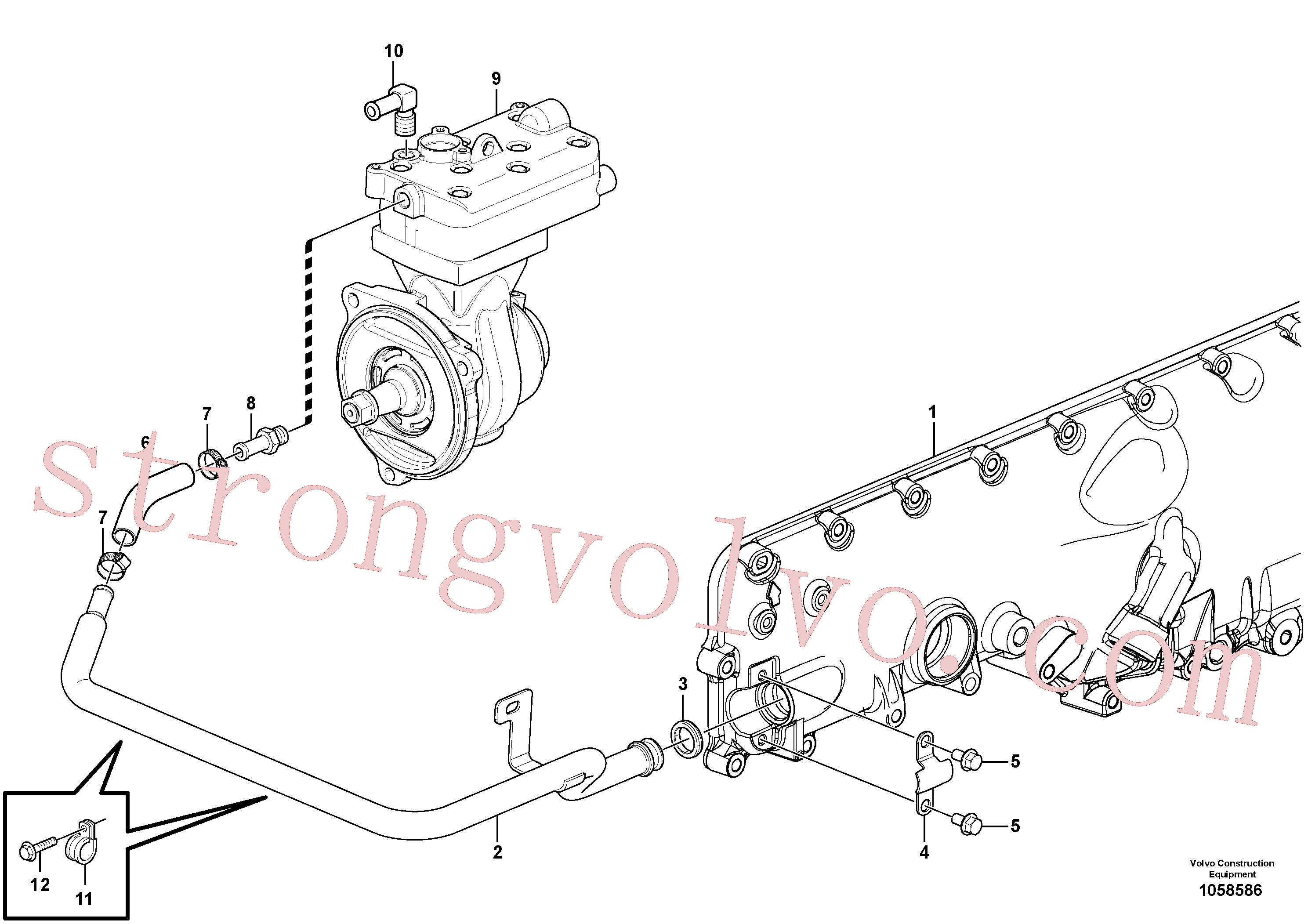 VOE994557 Volvo Sistema de refrigeração, compressor(1058586 Montagem)