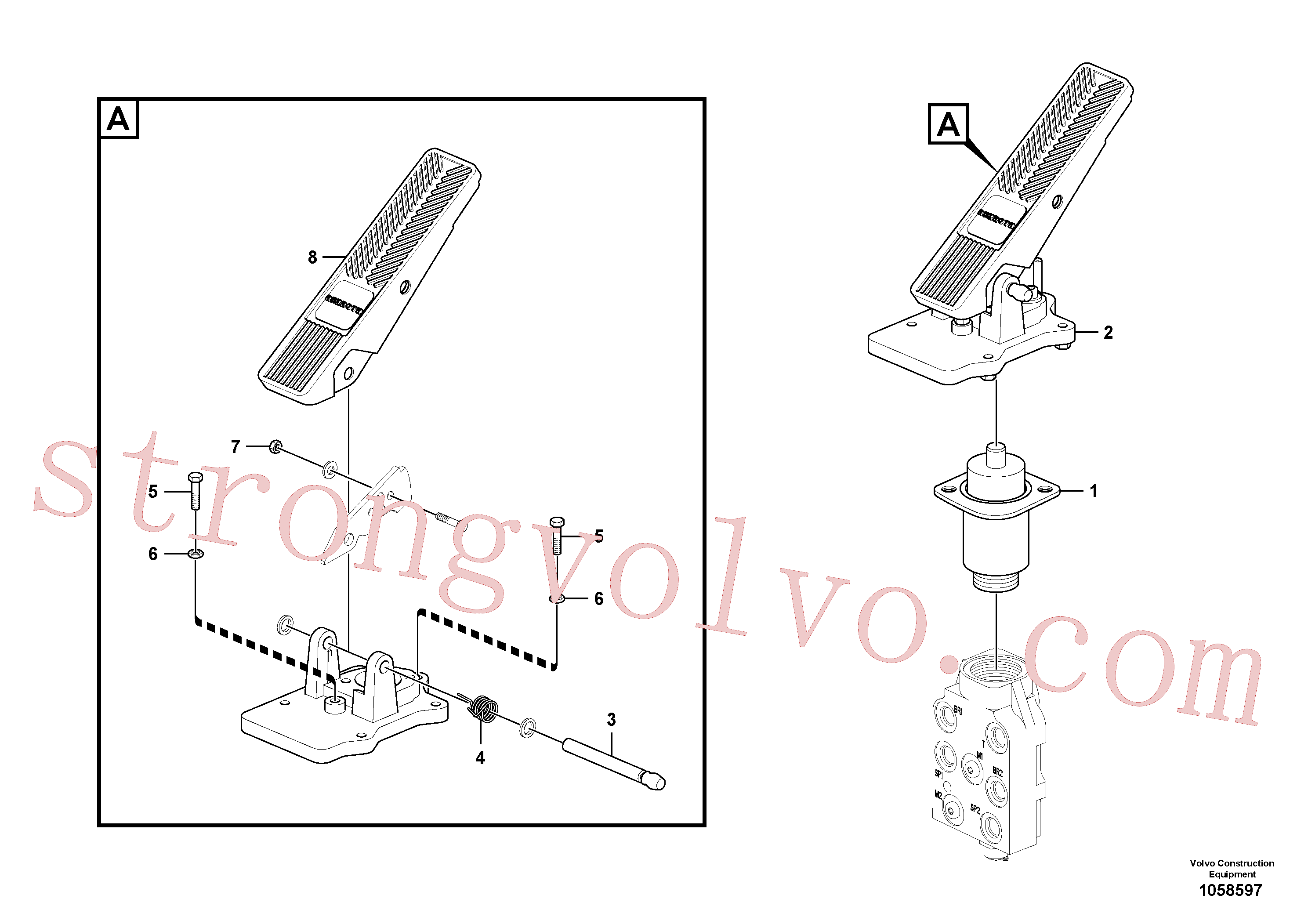 VOE997423 Volvo Válvula do travão de pé(1058597 Montagem)