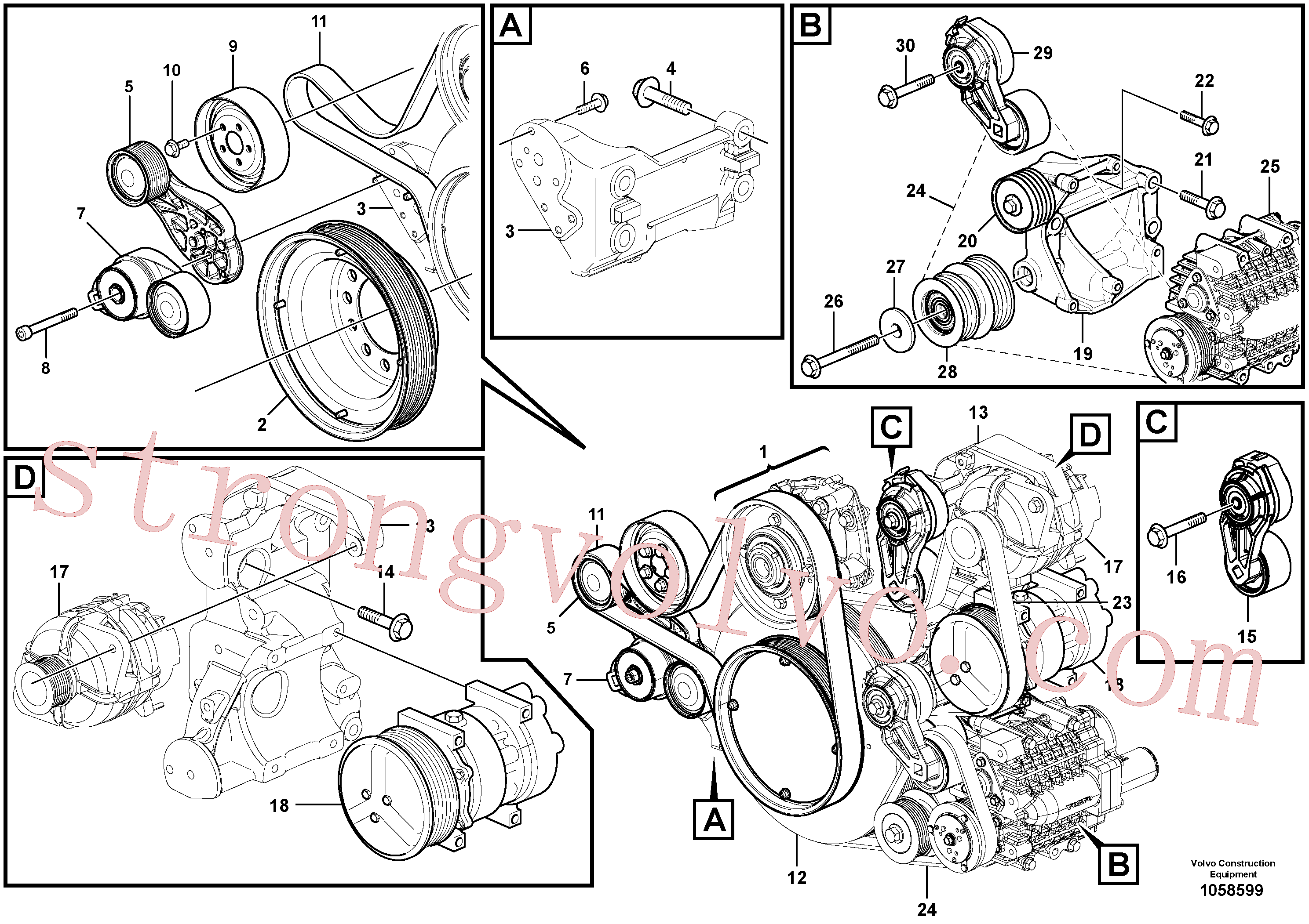 VOE13965197 Volvo Transmissão por correias(1058599 Montagem)