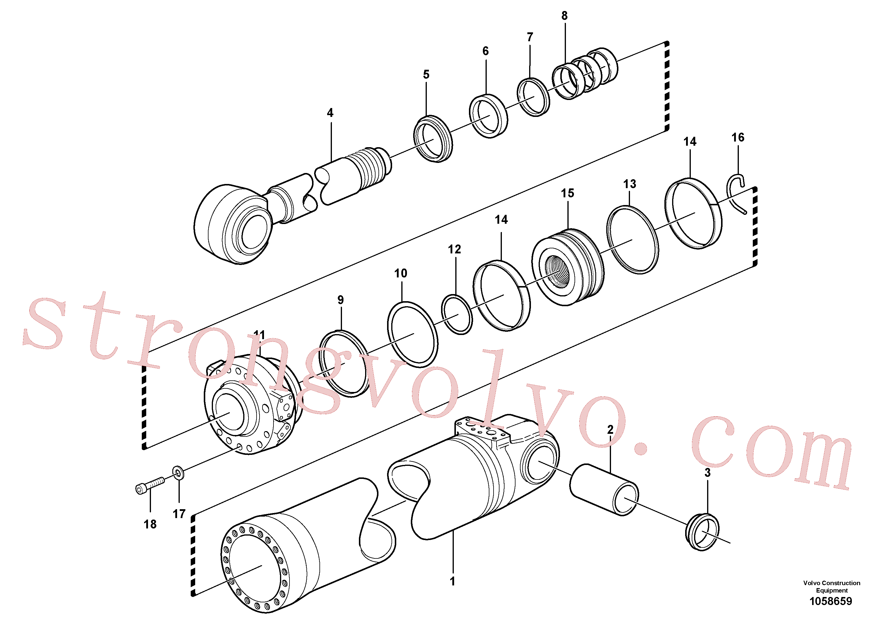 VOE941914 Volvo Cilindro hidráulico, rotação(1058659 Montagem)
