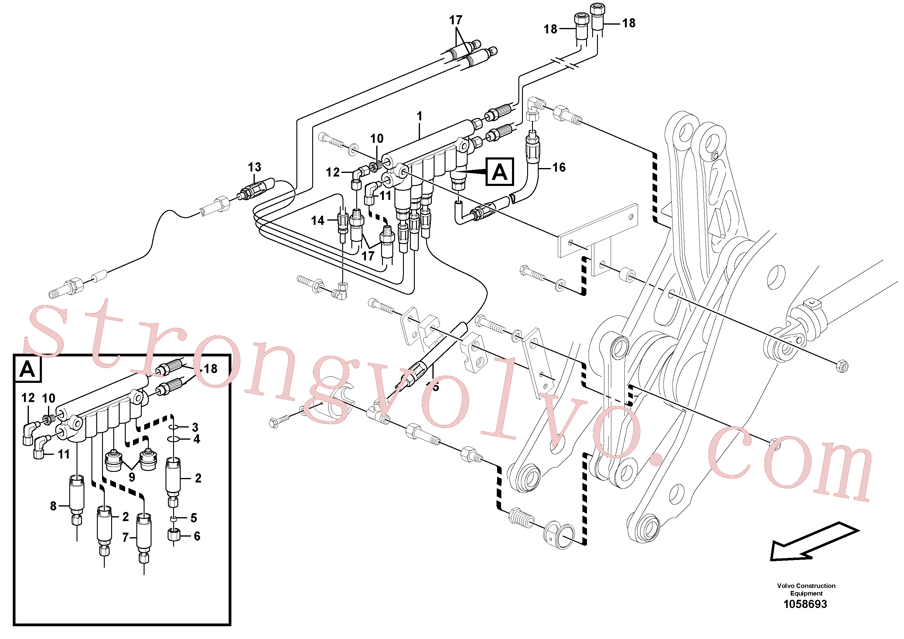 Volvo Montagem VOE16868964 Mangueira de lubrificação Acessórios