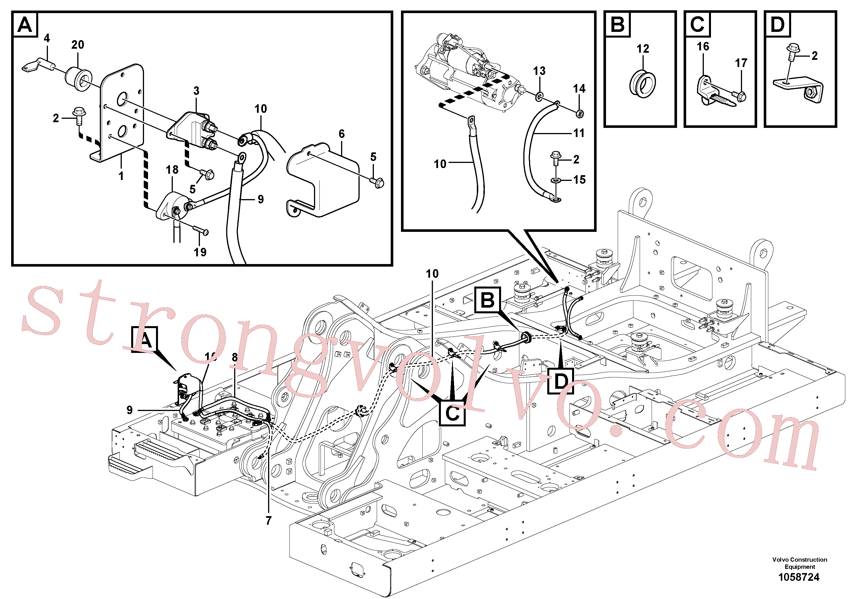 VOE955897 Volvo Cabos, bateria(1058724 Montagem)