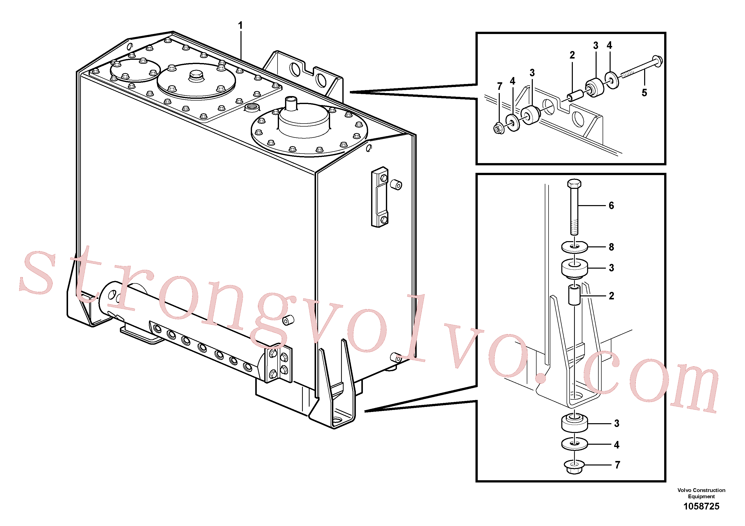VOE60113116 Volvo Tanque de óleo hidráulico com acessórios(1058725 Montagem)