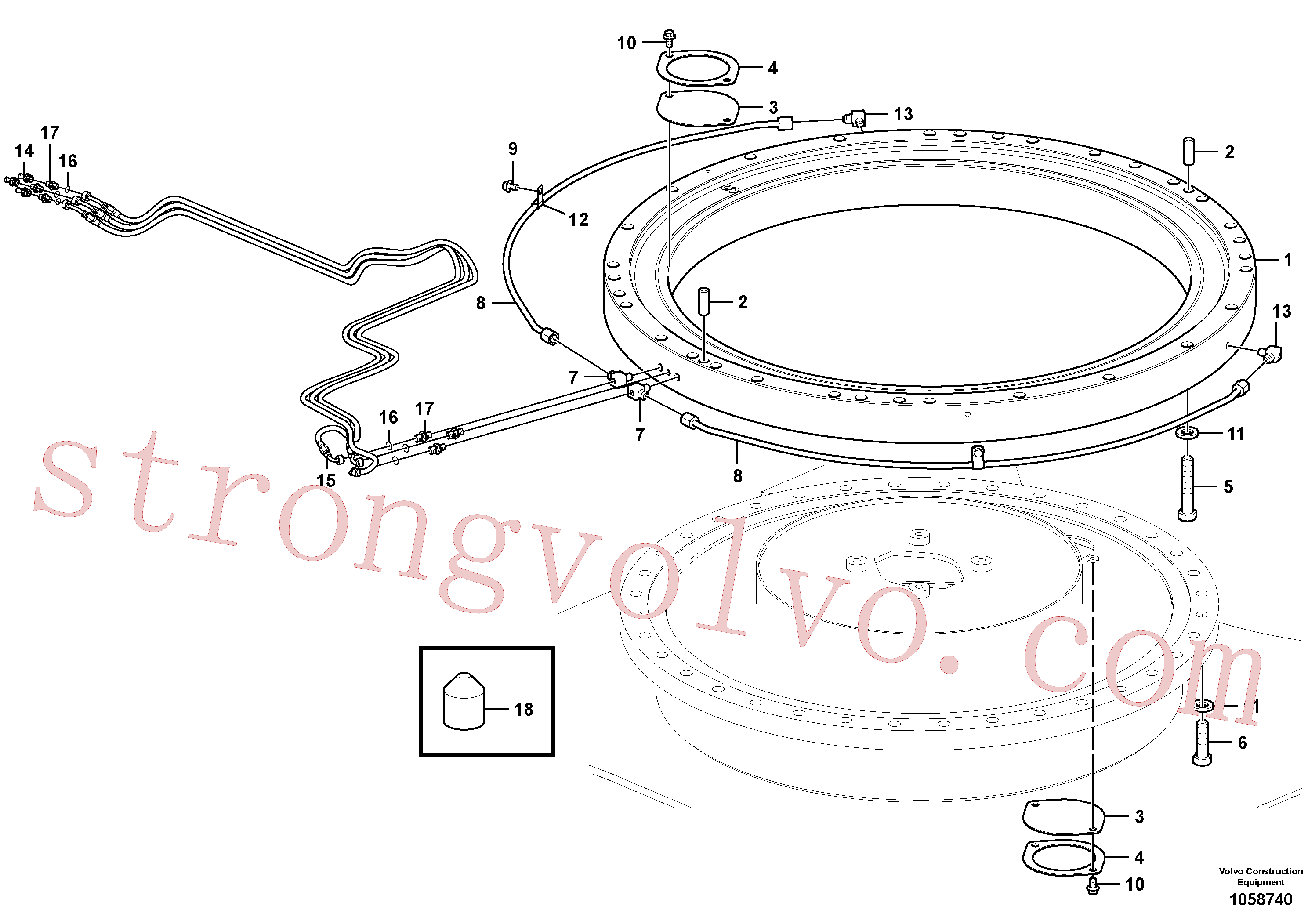 VOE14524174 Volvo Acoplamento do anel rotativo(1058740 Montagem)