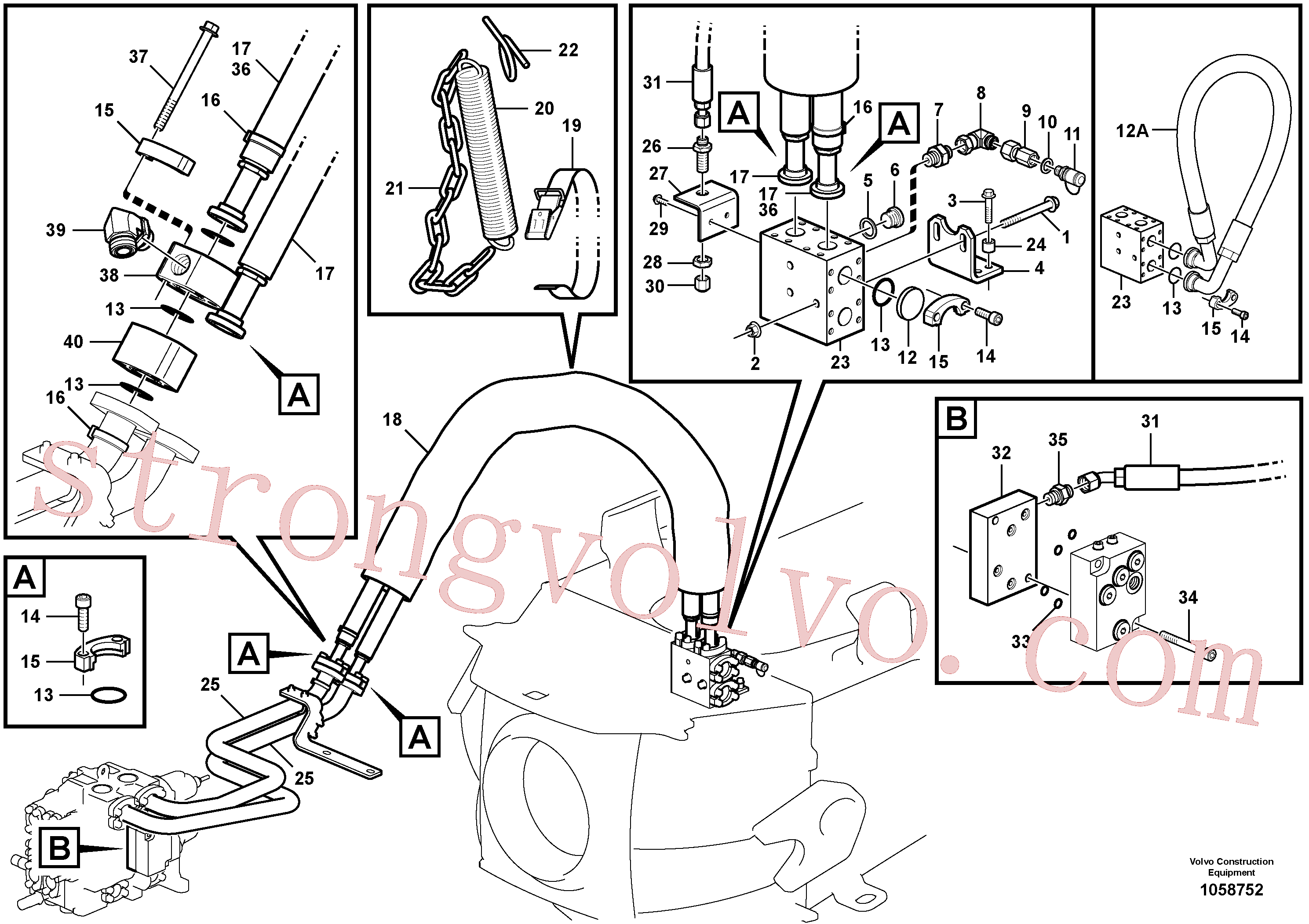 VOE15032870 Volvo Sistema hidráulico, prolongamento do quadro(1058752 Montagem)