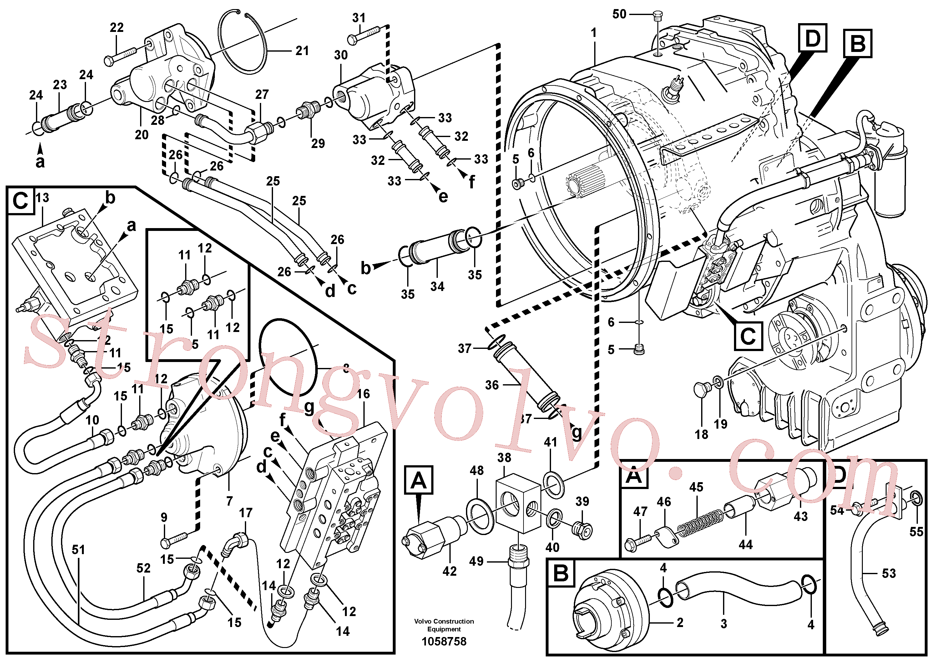 VOE925263 Volvo Distribuidor de óleo e tubo(1058758 Montagem)