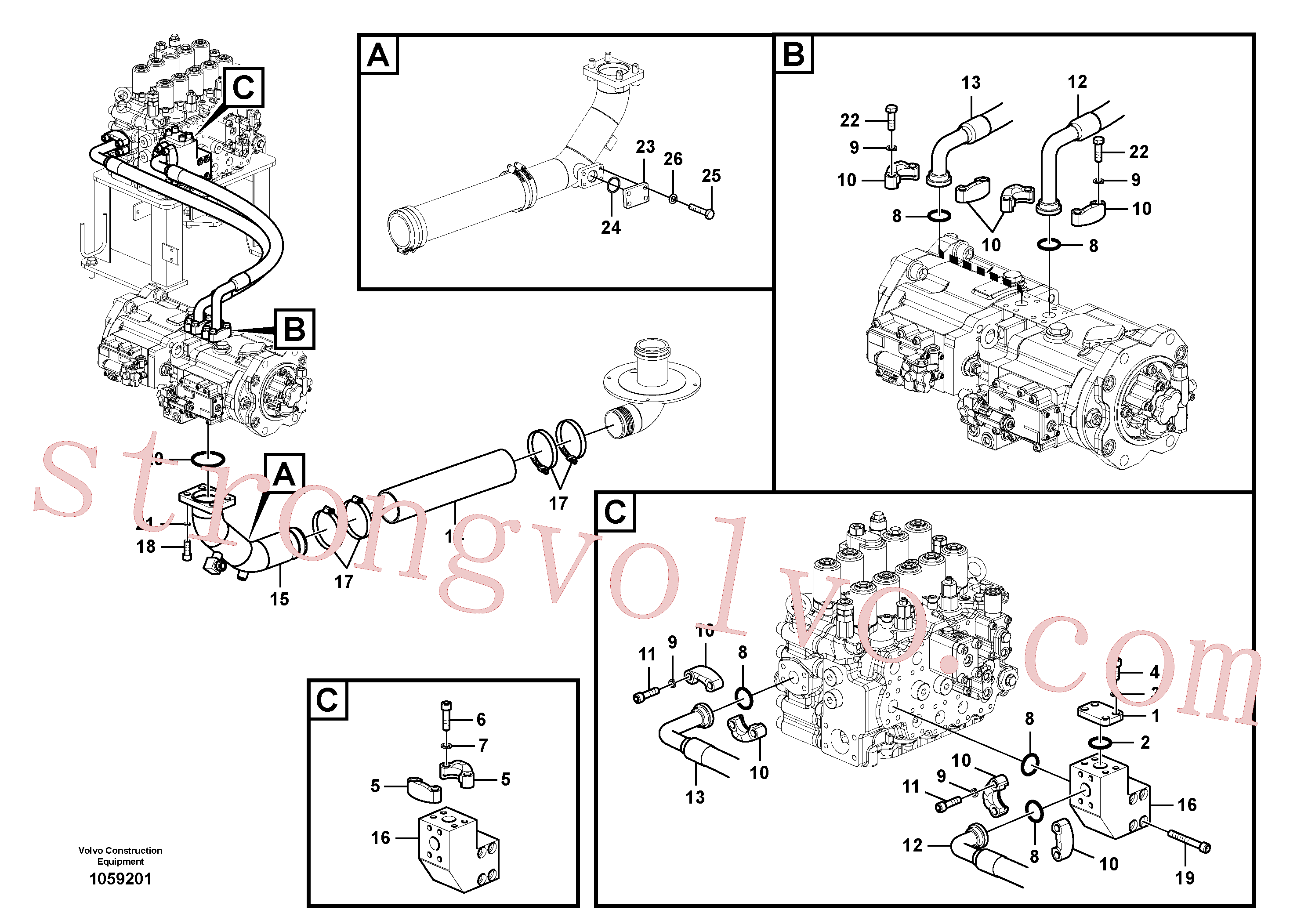 VOE14607259 Volvo Sistema hidráulico, tanque hidráulico para a bomba hidráulica(1059201 Montagem)