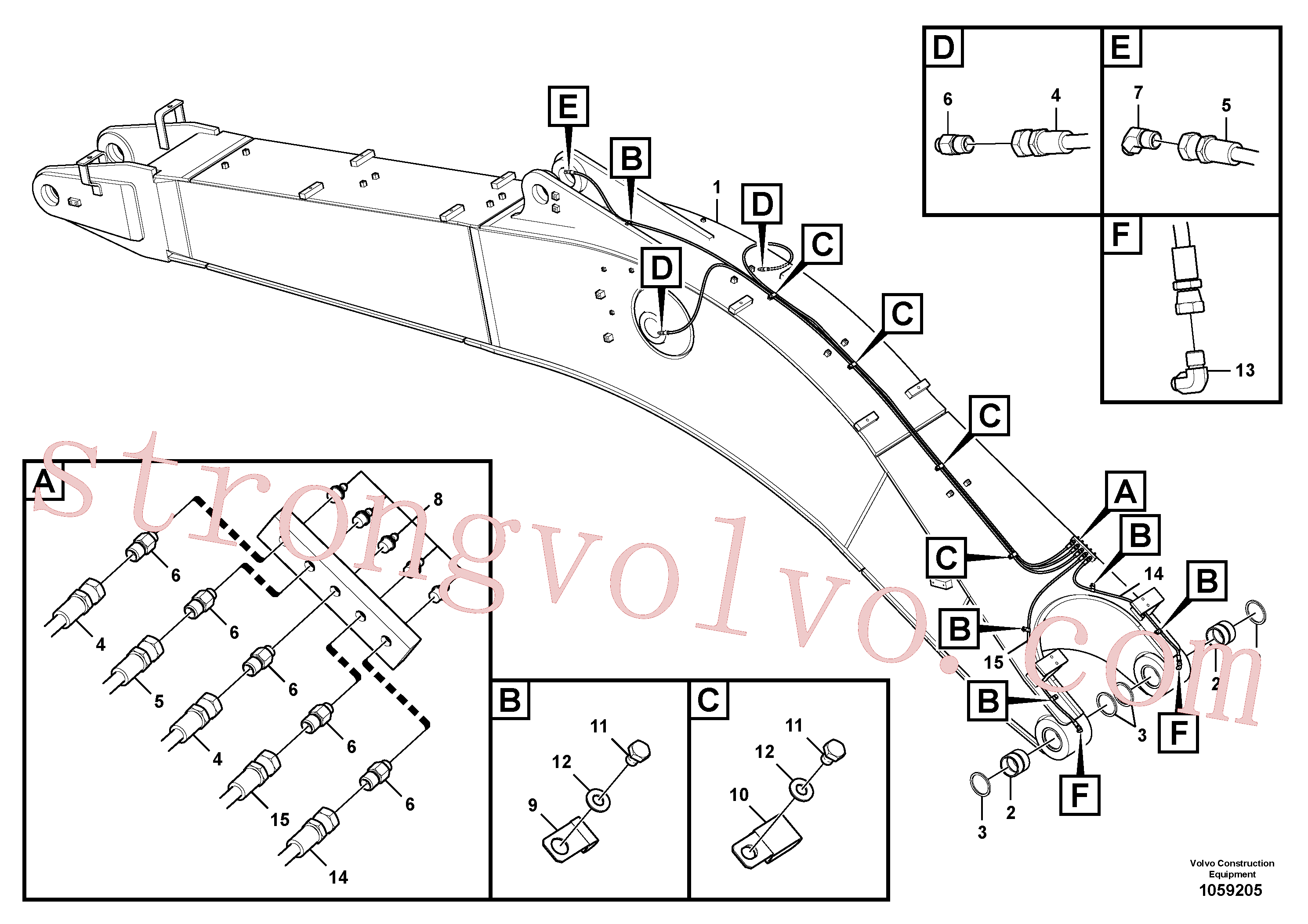 China Made VOE14640609 Excavator boom Volvo Acessórios para escavadeira