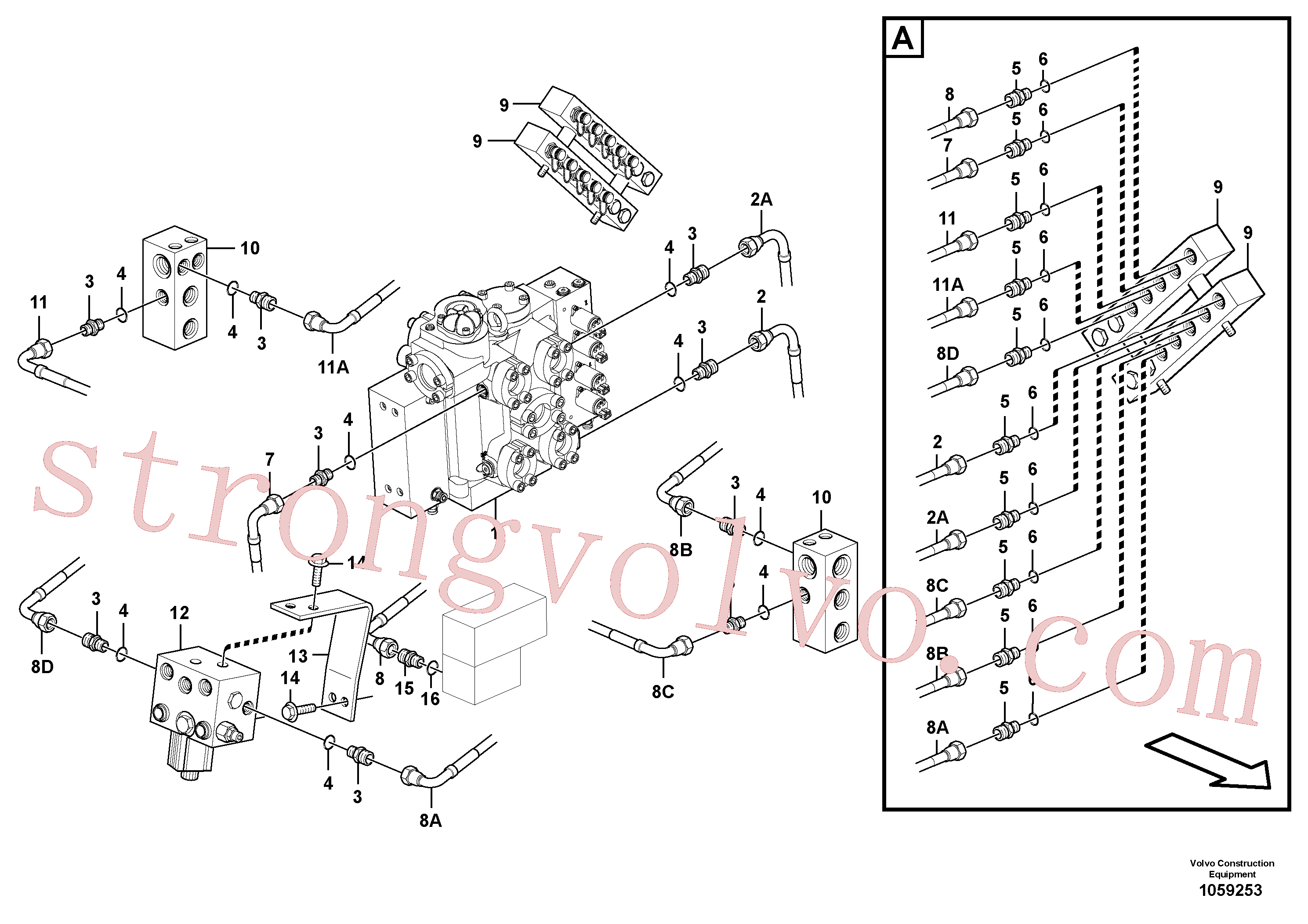VOE945355 Volvo Sistema hidráulico de trabalho(1059253 Montagem)