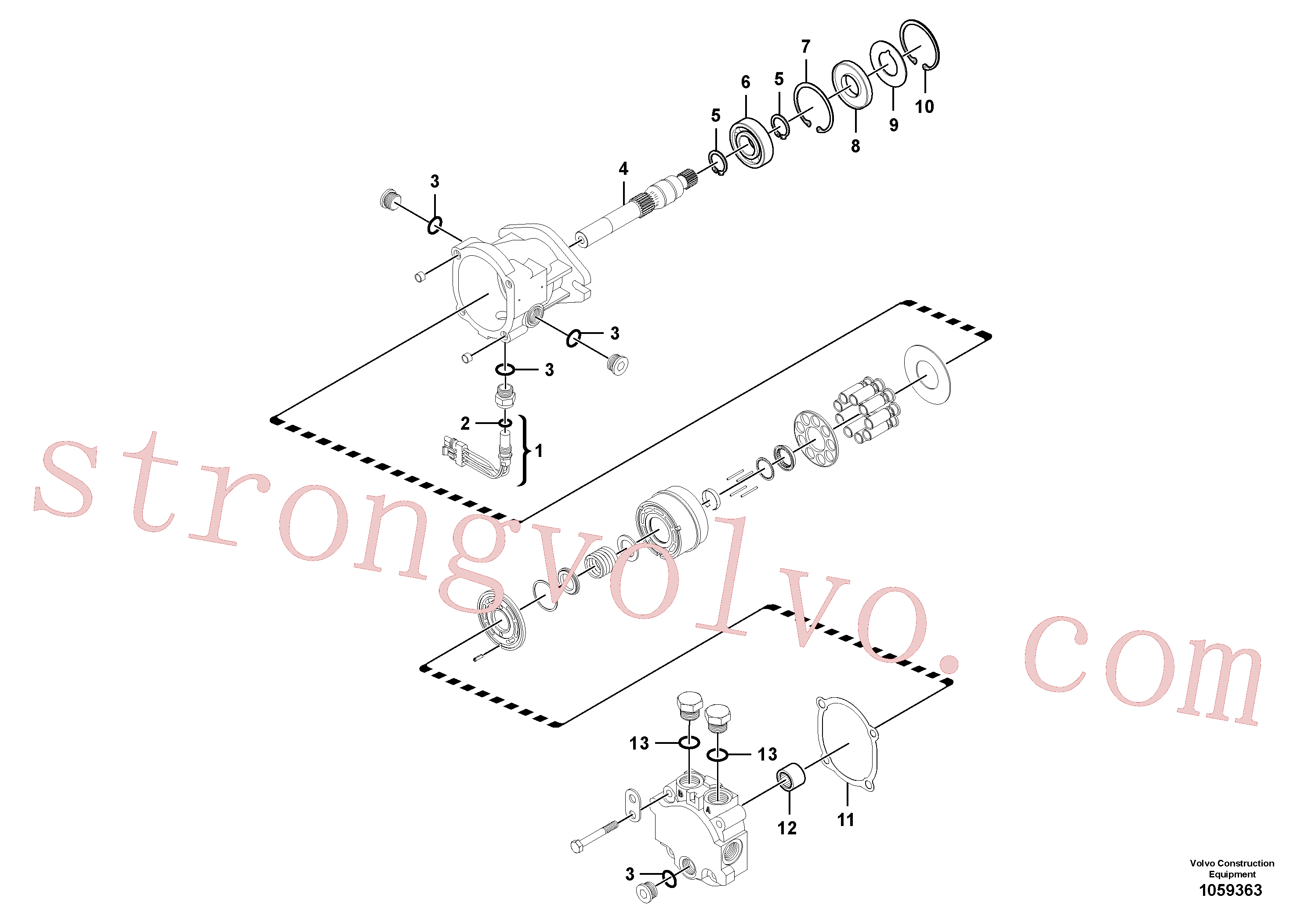 VOE11713552 Volvo Motor de vibração(1059363 Montagem)
