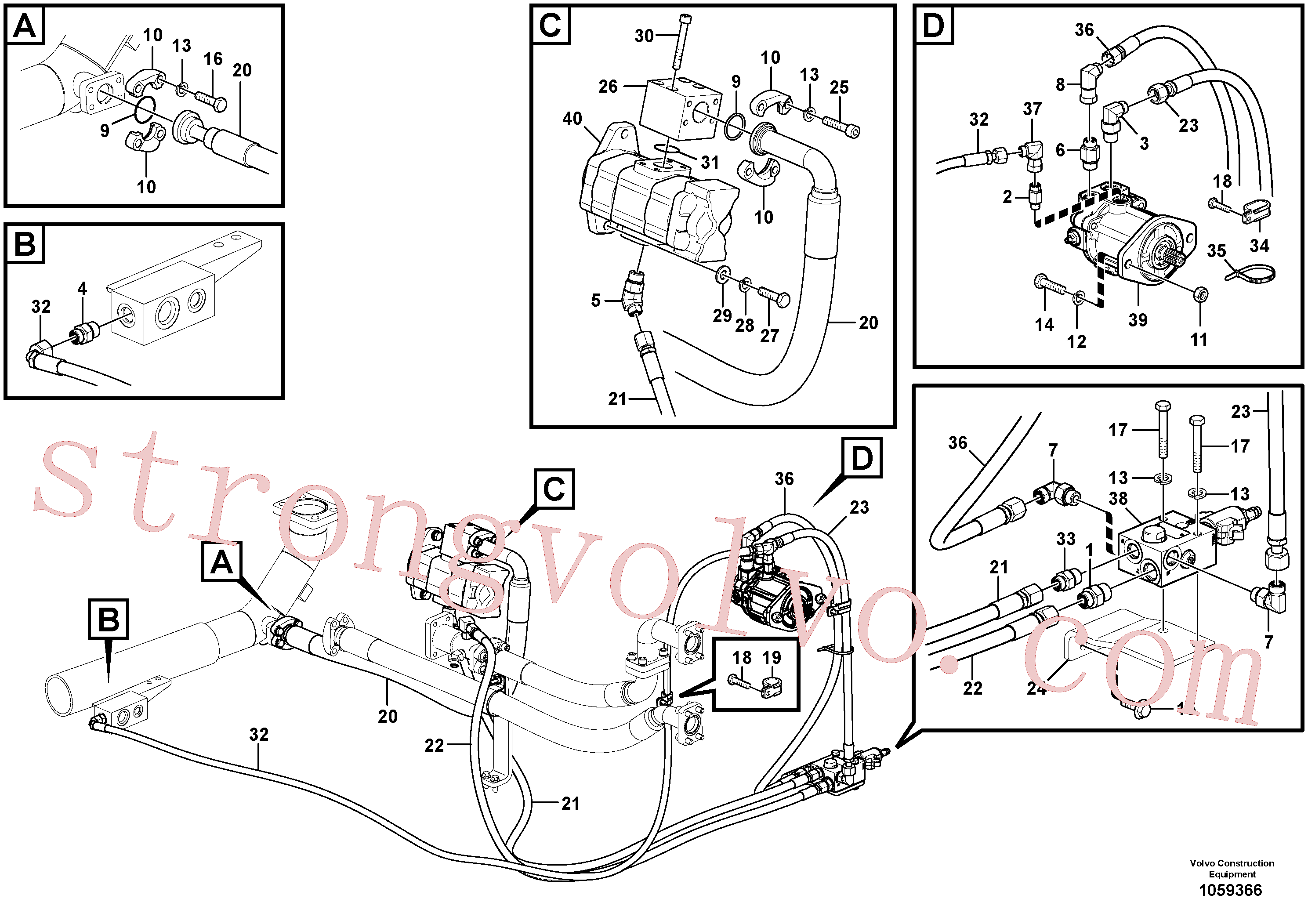 VOE15141224 Volvo Sistema hidráulico, sistema refrigerante do óleo(1059366 Montagem)