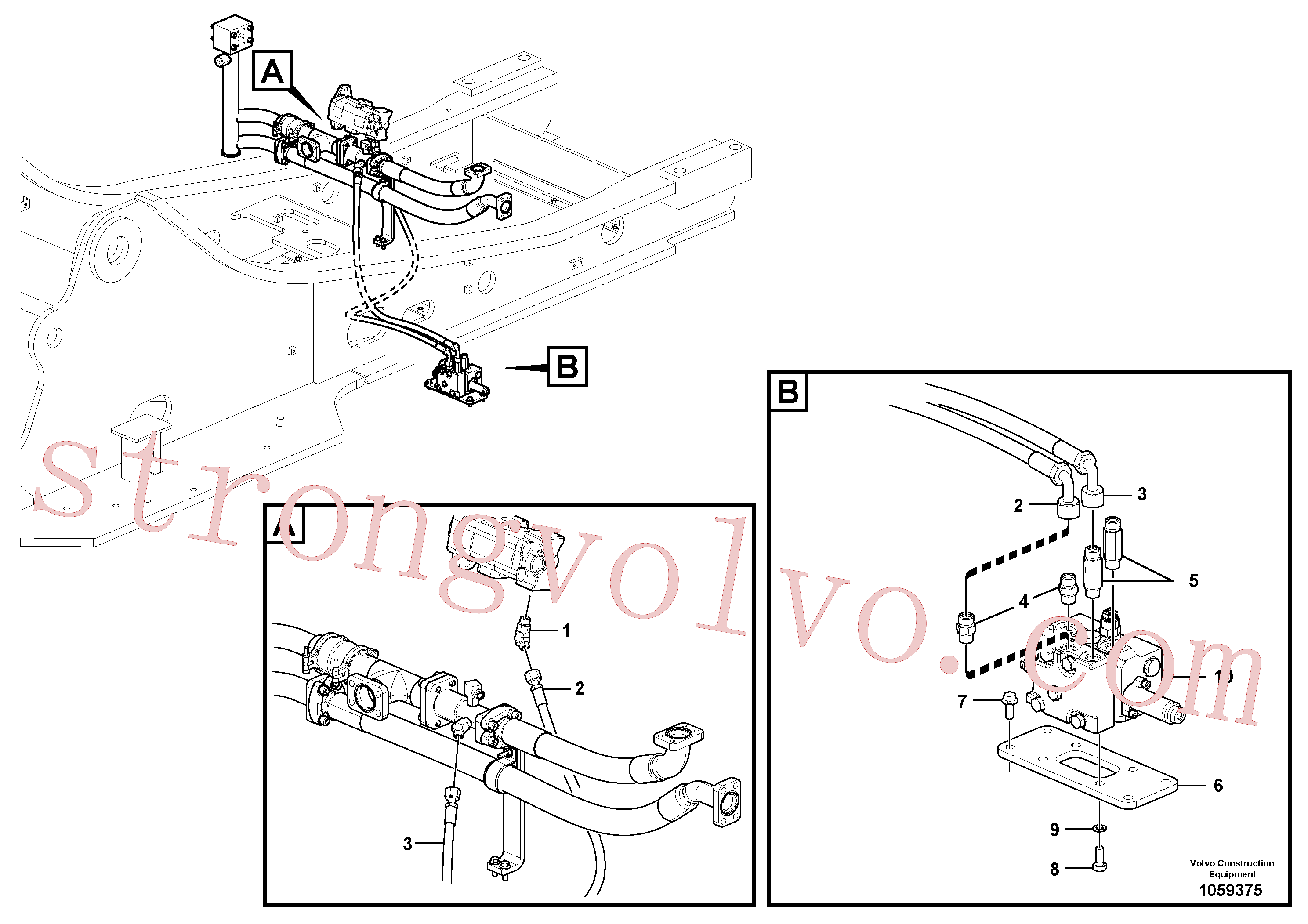 VOE15084455 Volvo Hidráulica de serviço, inclinação e rotor na estrutura superior(1059375 Montagem)