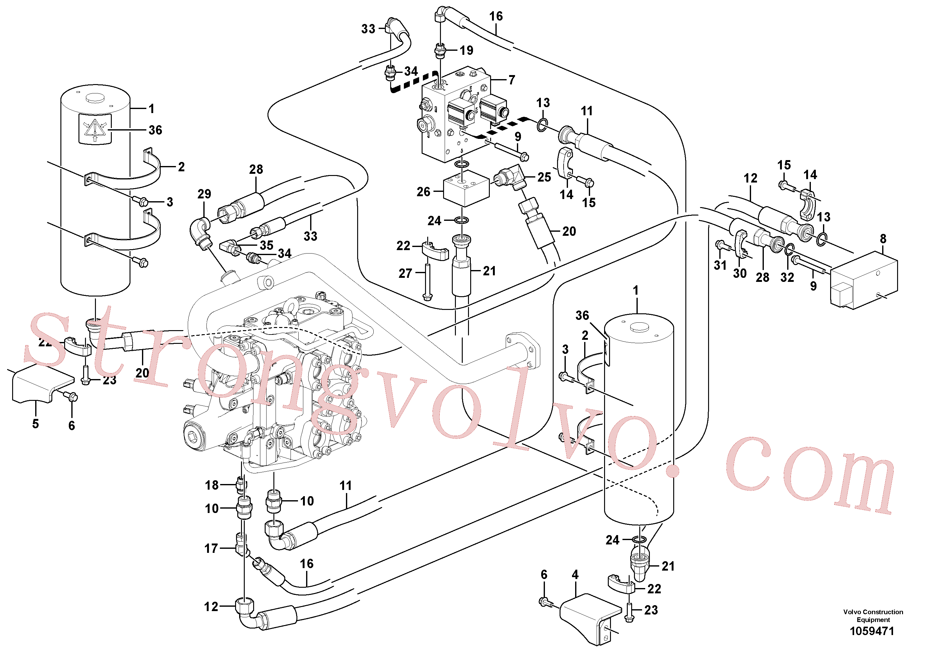VOE11101827 Volvo Sistema de suspensão da lança(1059471 Montagem)