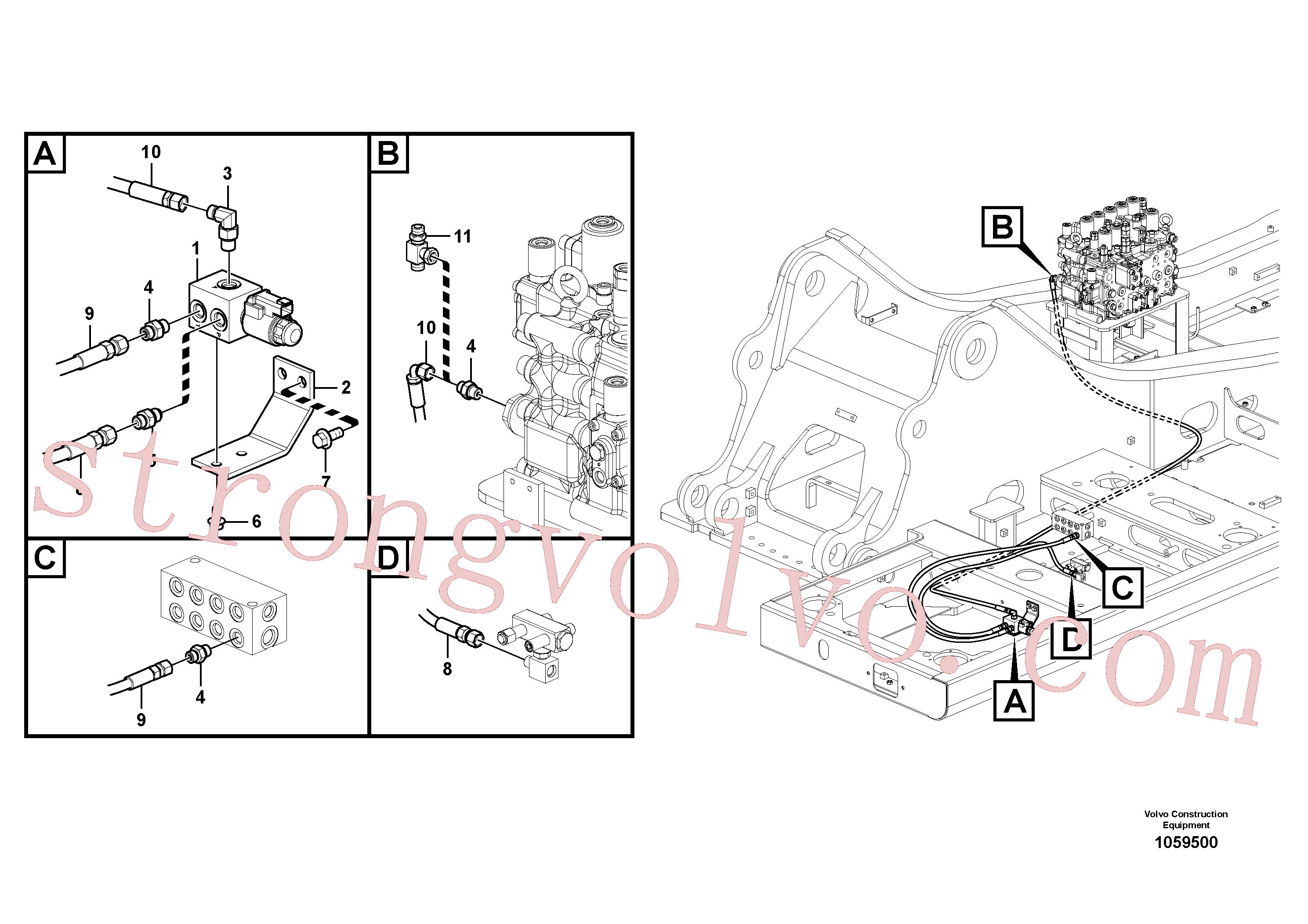 VOE14600859 Volvo Hidráulica de serviço, martelo e cortador para fluxo da bomba auxiliar(1059500 Montagem)