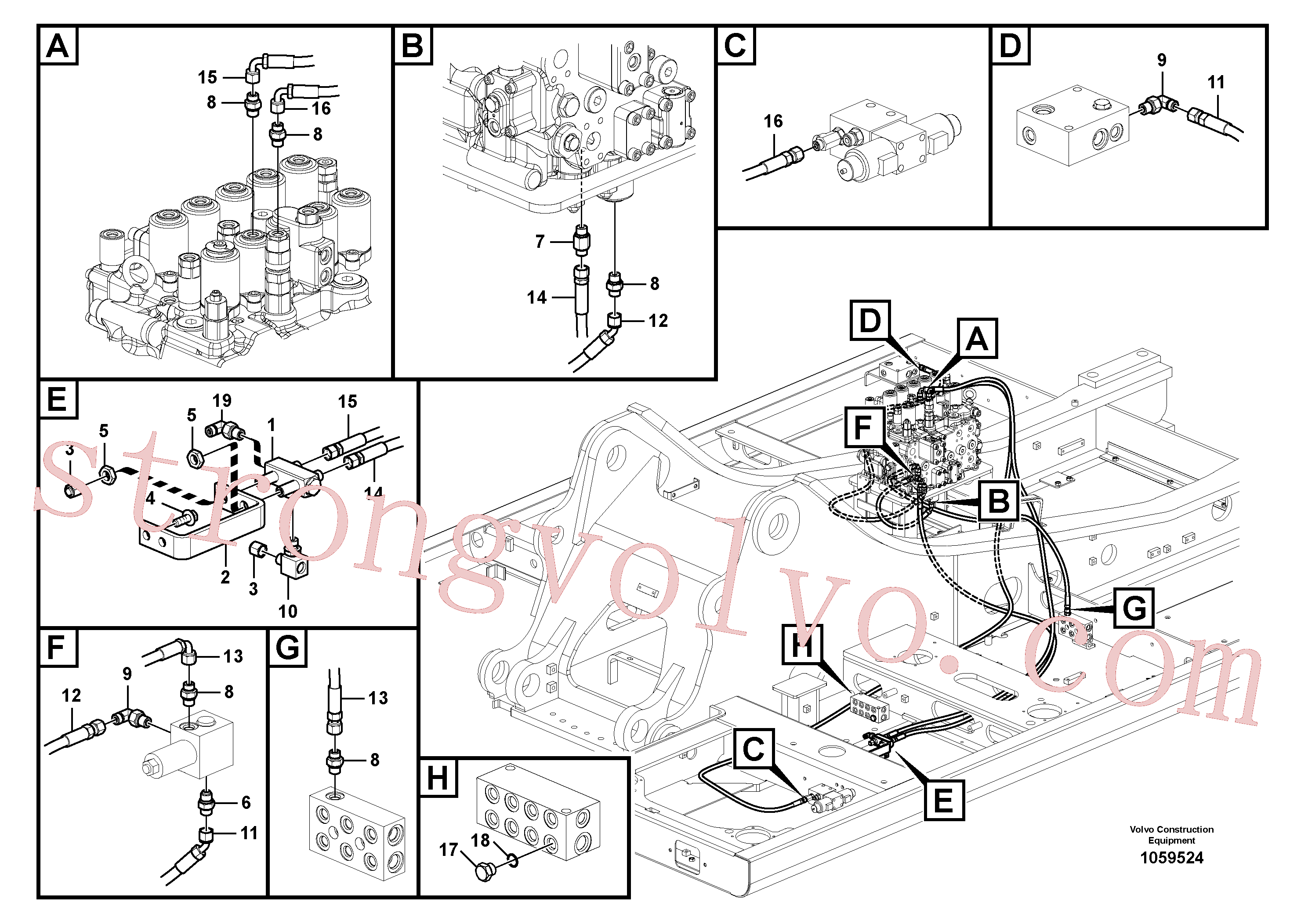 PJ5471013 Volvo Hidráulica de serviço, martelo e cortador para fluxo da bomba auxiliar(1059524 Montagem)
