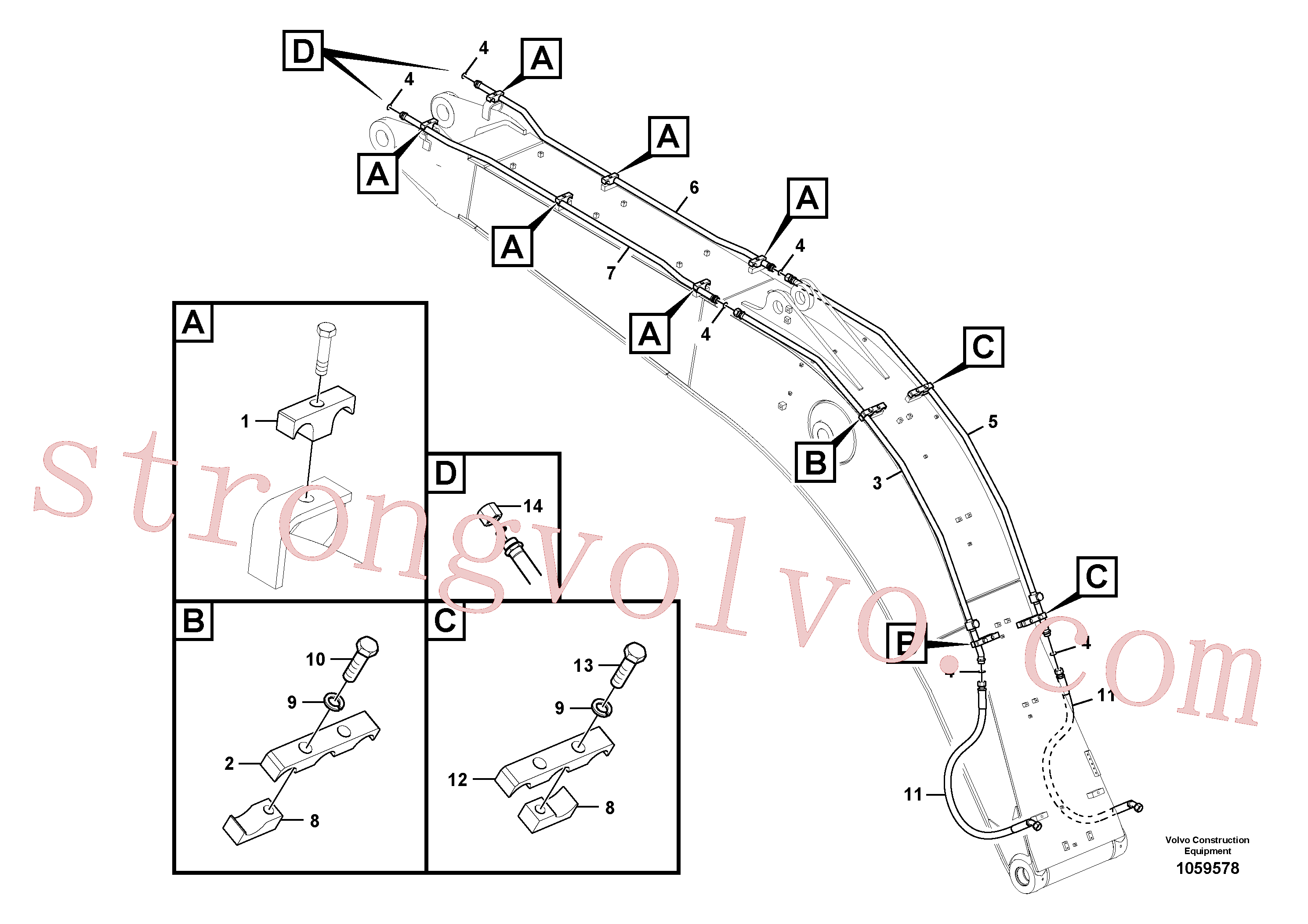 VOE14618586 Volvo Hidráulica de serviço, martelo e cortador para lança(1059578 Montagem)