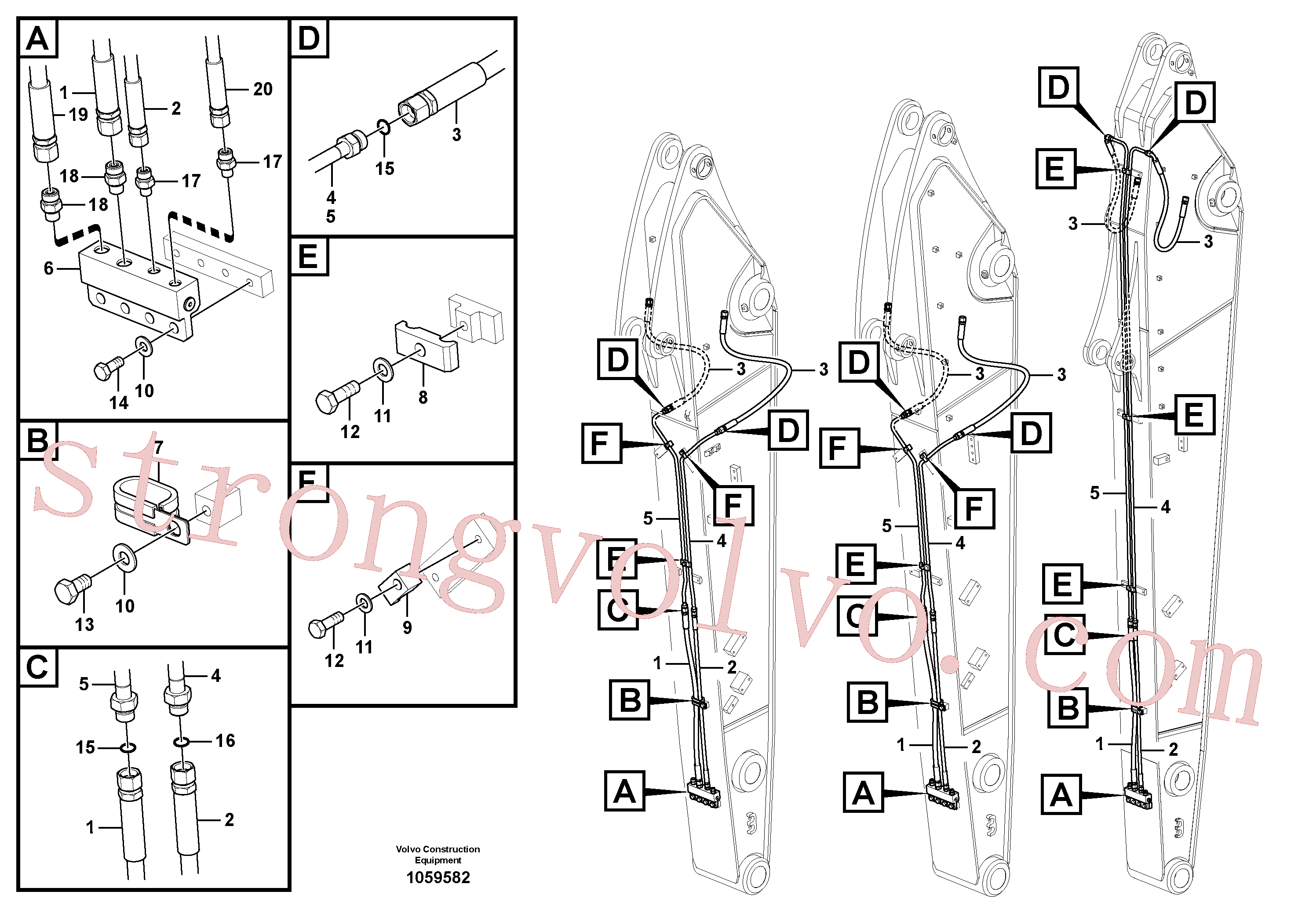 VOE14881580 Volvo Hidráulica de serviço, encaixe rápido no braço de afundamento(1059582 Montagem)
