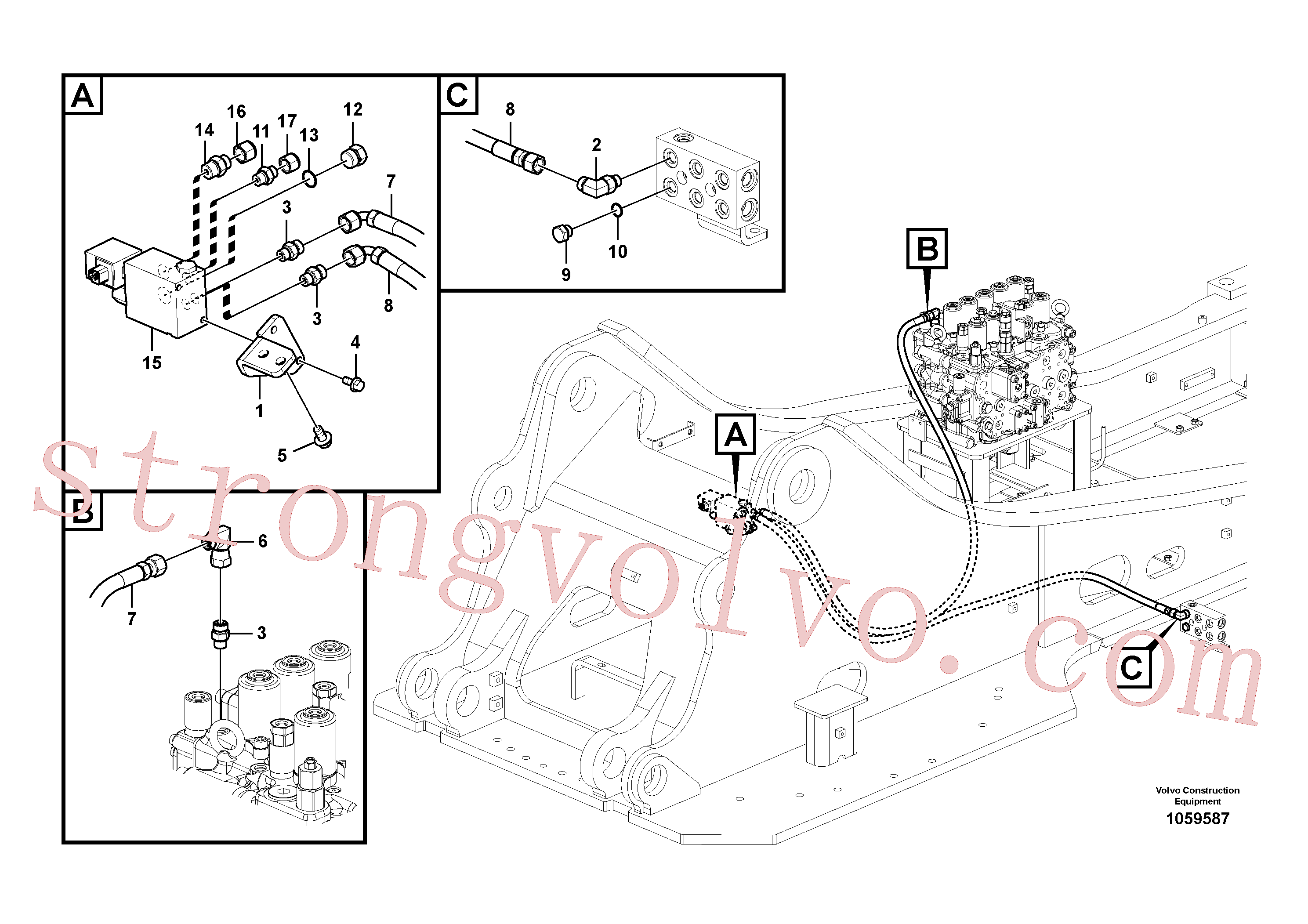 VOE938683 Volvo Hidráulica de serviço, encaixe rápido na estrutura superior(1059587 Montagem)