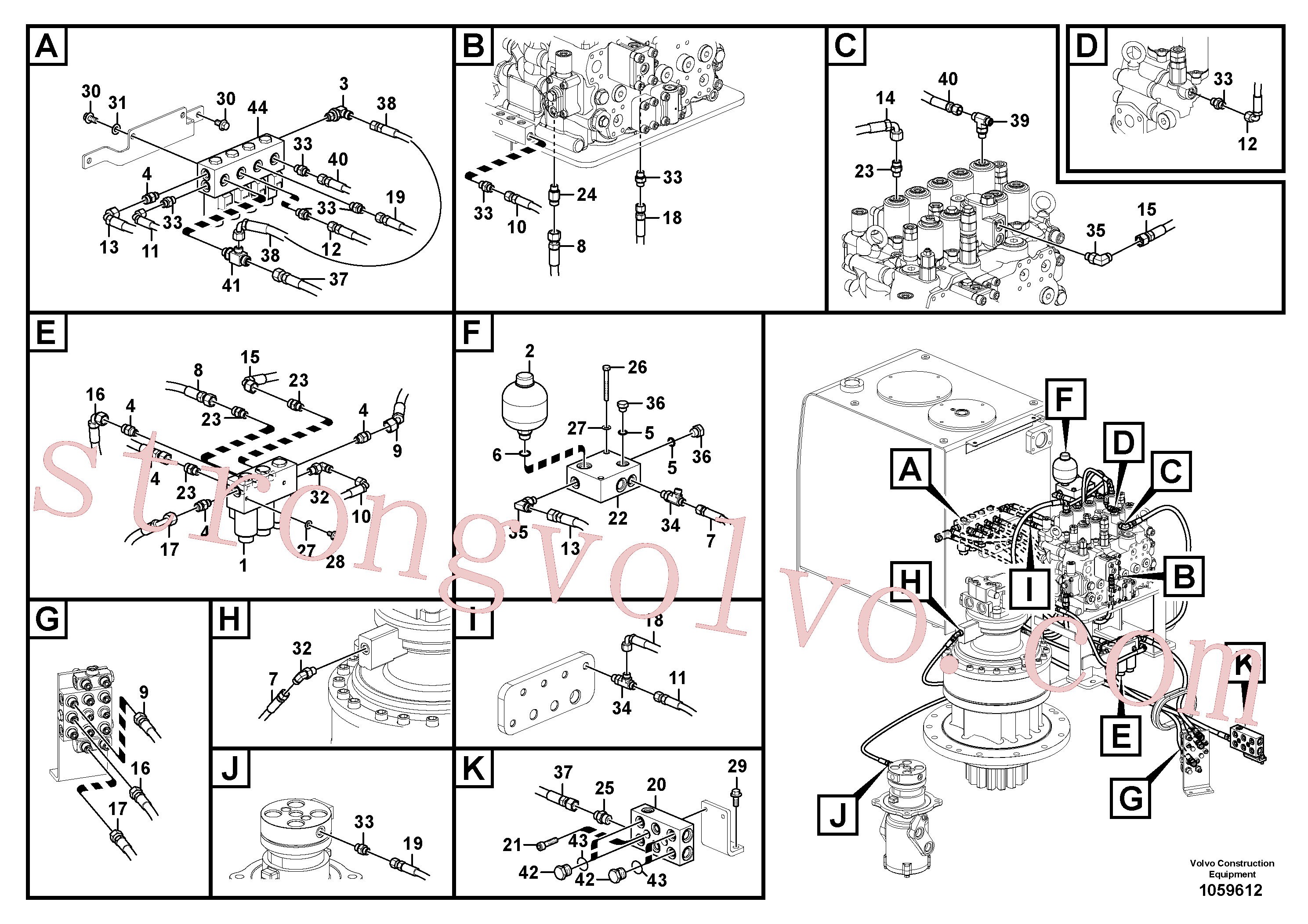 VOE14534366 Volvo Sistema servomotor, válvula de comando para válvula solenóide(1059612 Montagem)