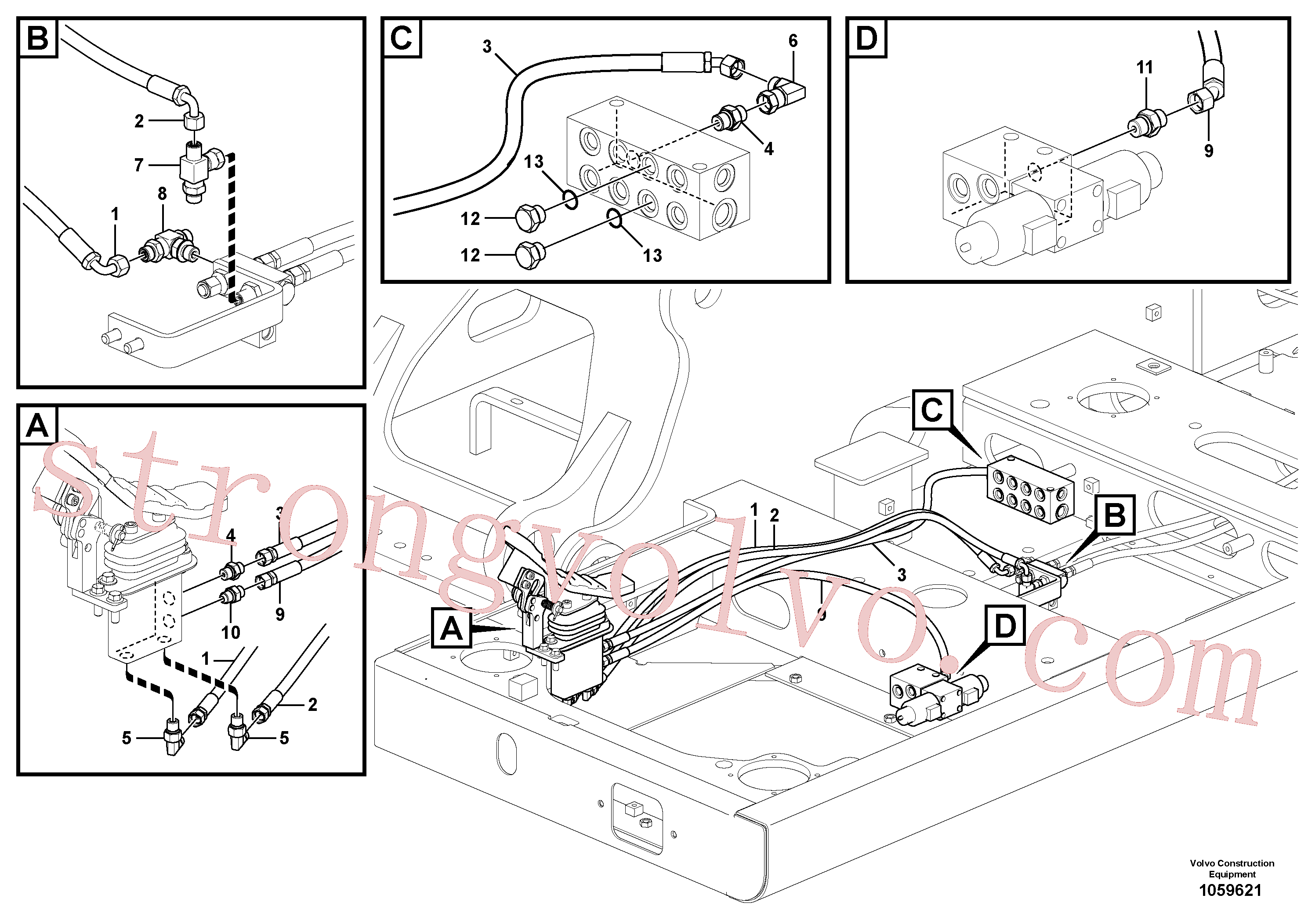 VOE15005654 Volvo Sistema servomotor, mudança da função da alavanca(1059621 Montagem)