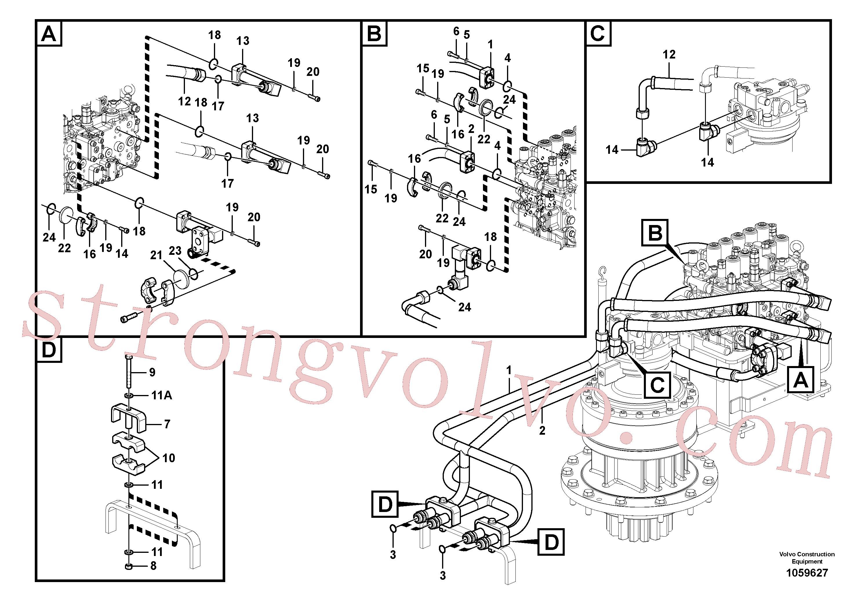 VOE14560693 Volvo Sistema hidráulico, válvula de comando da lança e articulação(1059627 Montagem)