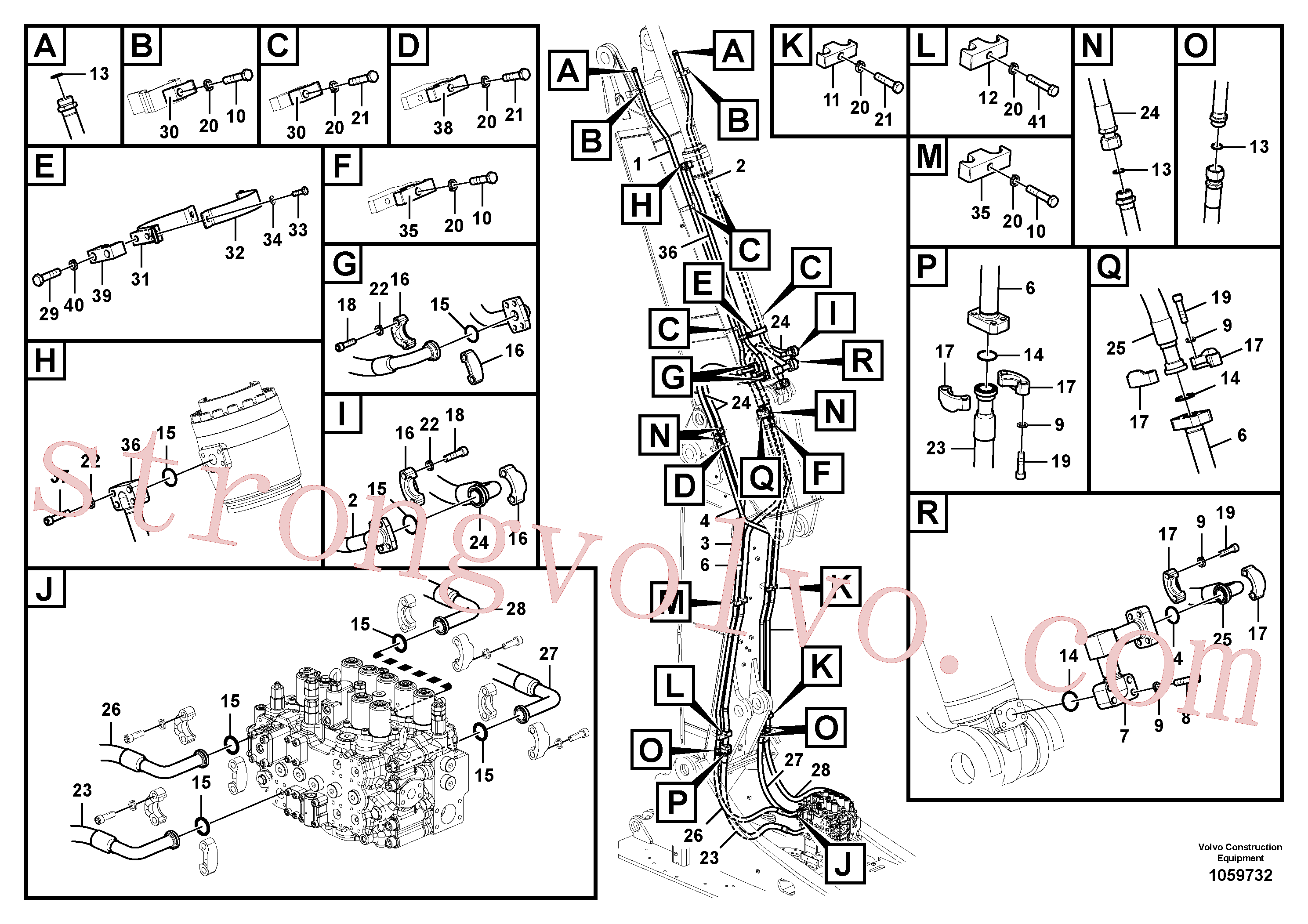 VOE938457 Volvo Hidráulica de serviço, cilindro do braço de afundamento na lança ajustável(1059732 Montagem)