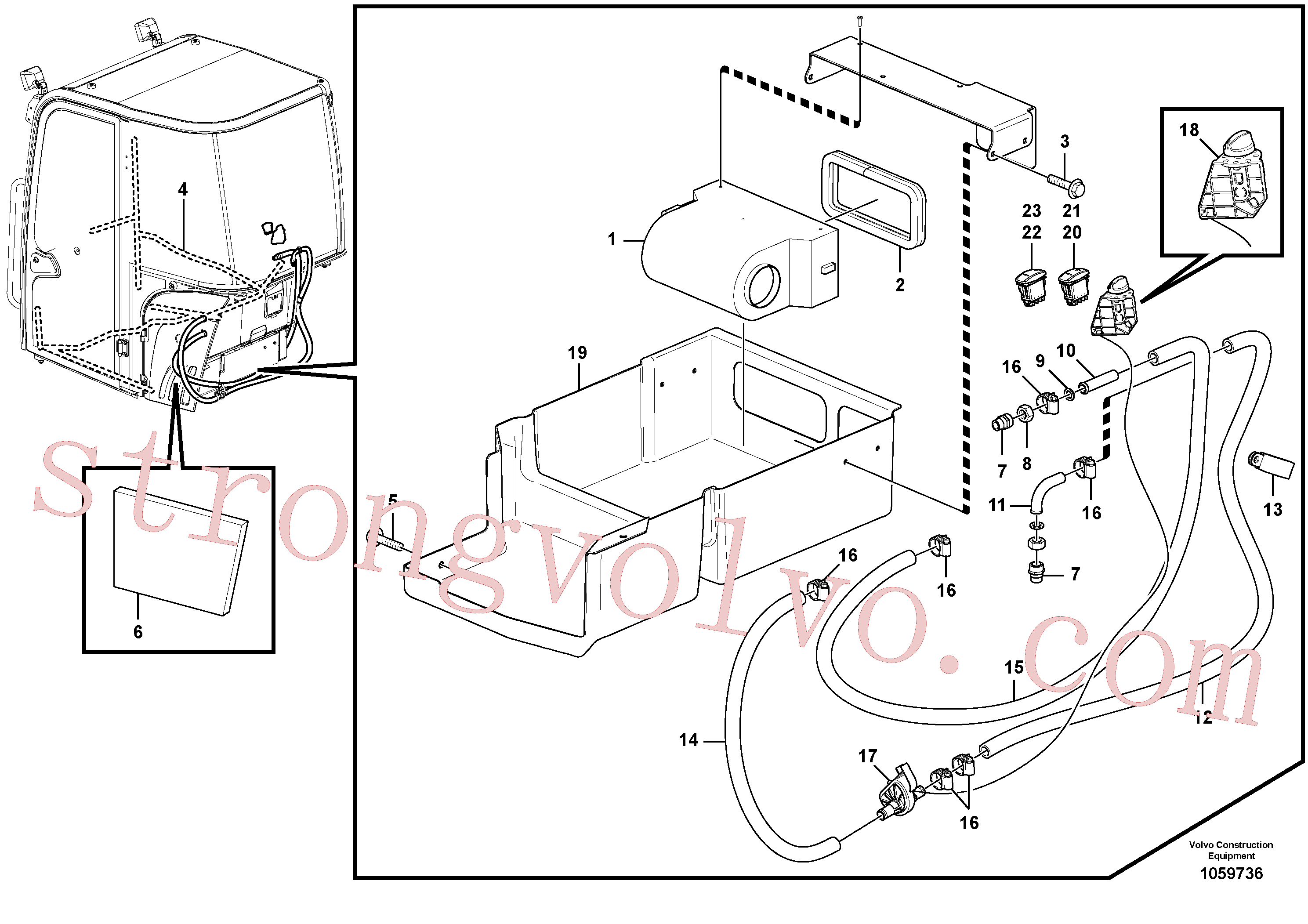 PJ4690299 Volvo Instalação do aquecimento da cabina(1059736 Montagem)