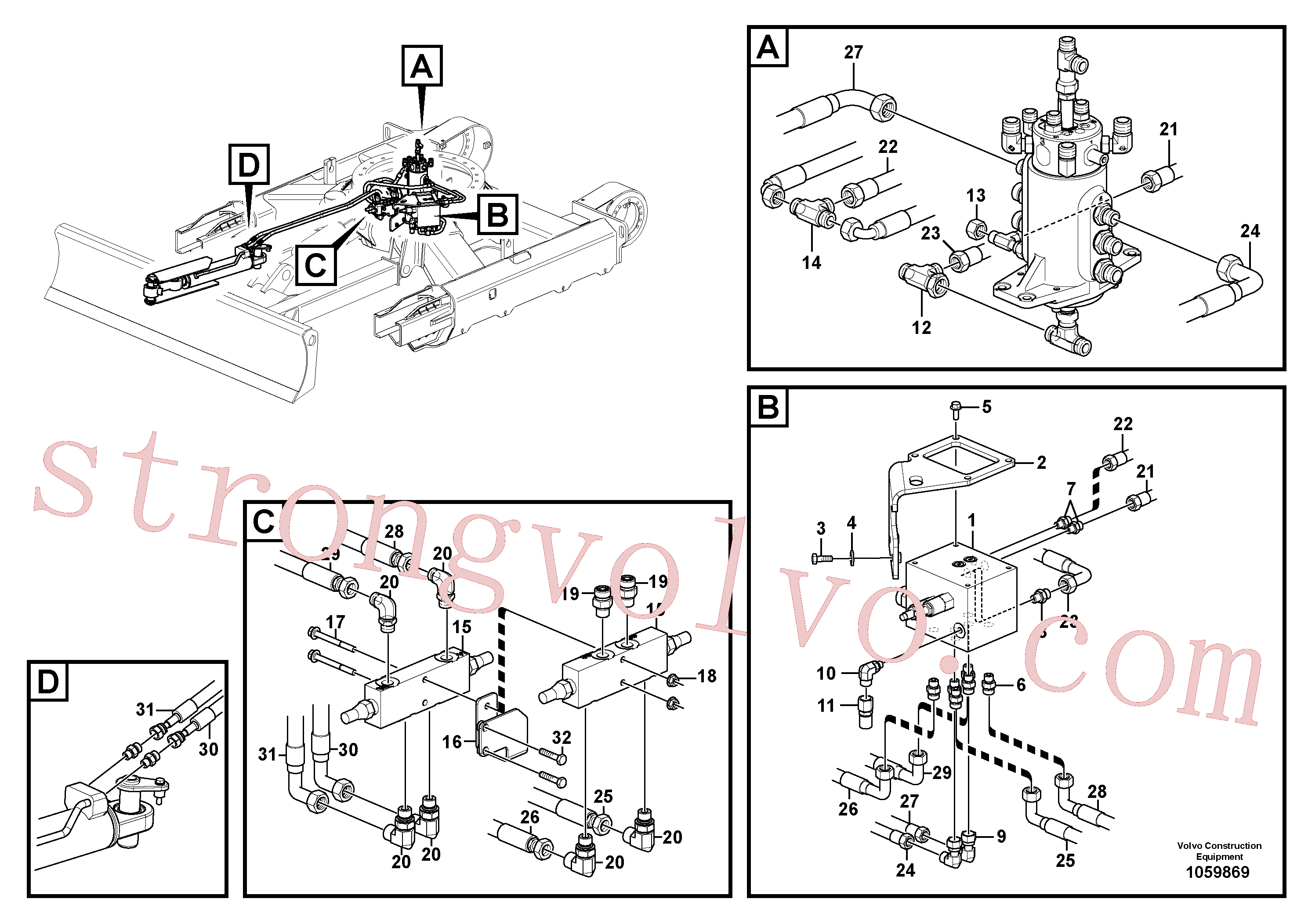 VOE15663559 Volvo Sistema hidráulico de trabalho, lâmina niveladora(1059869 Montagem)