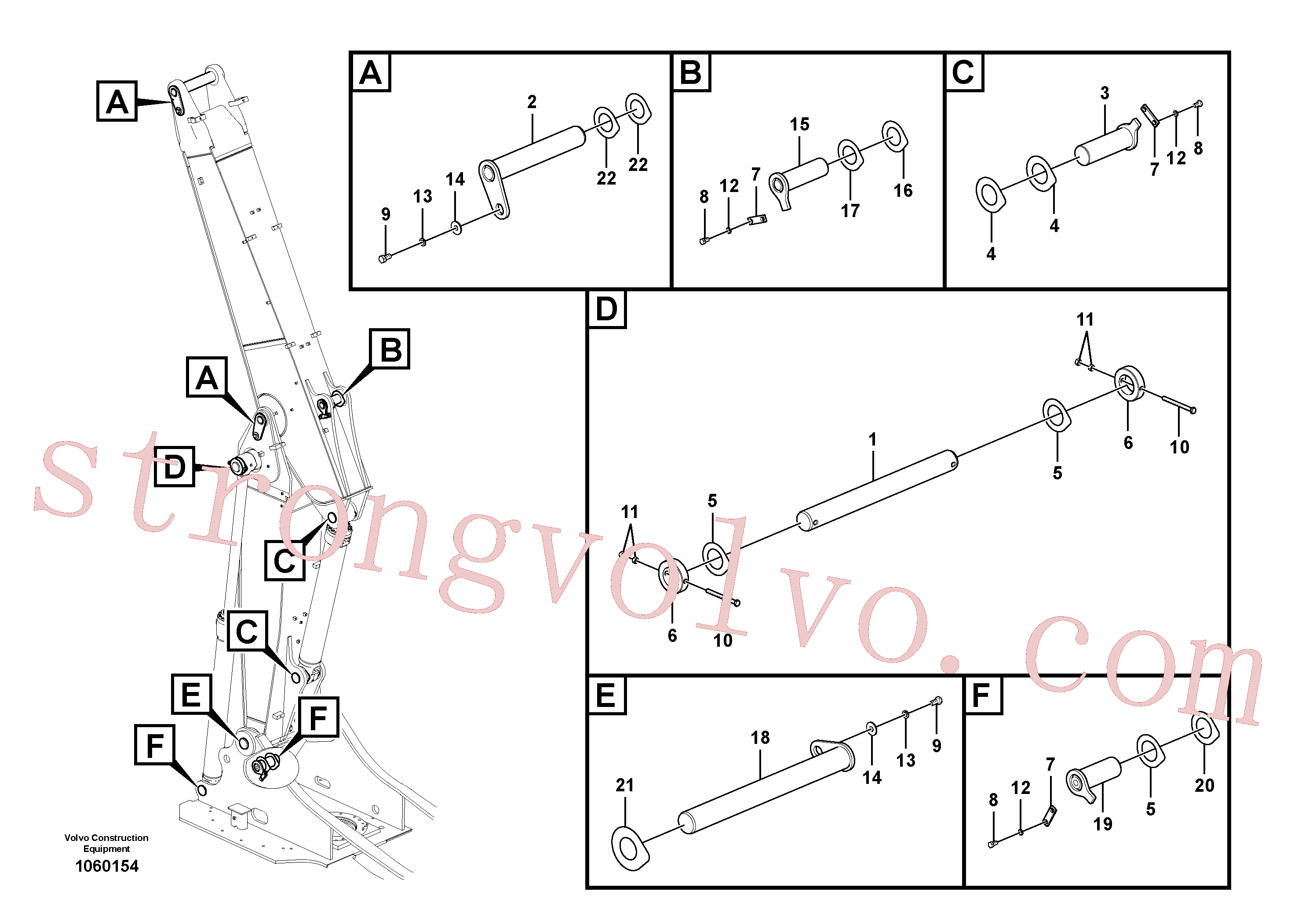 VOE14551608 Volvo Tirantes para a lança ajustável(1060154 Montagem)