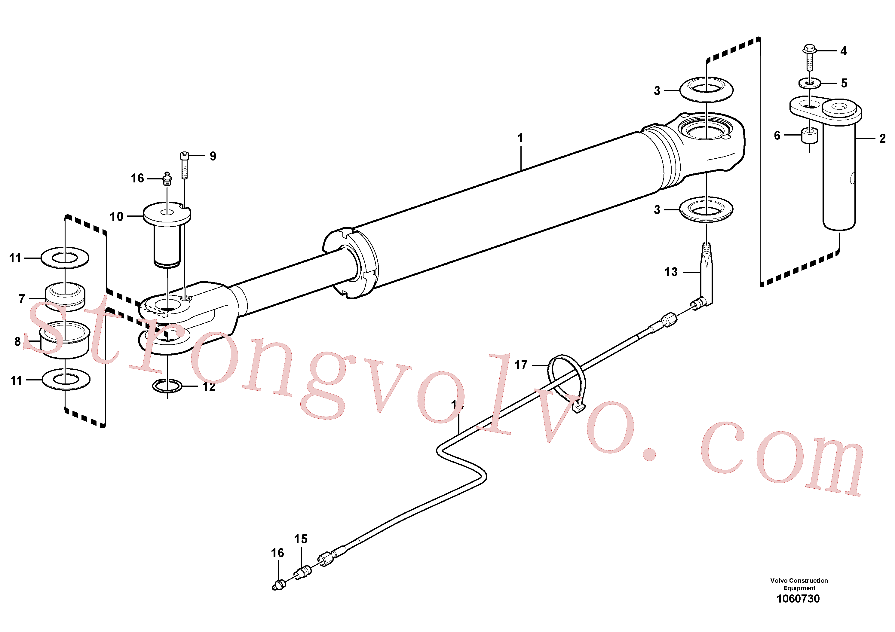 VOE11020098 Volvo Cilindro hidráulico com acessórios(1060730 Montagem)
