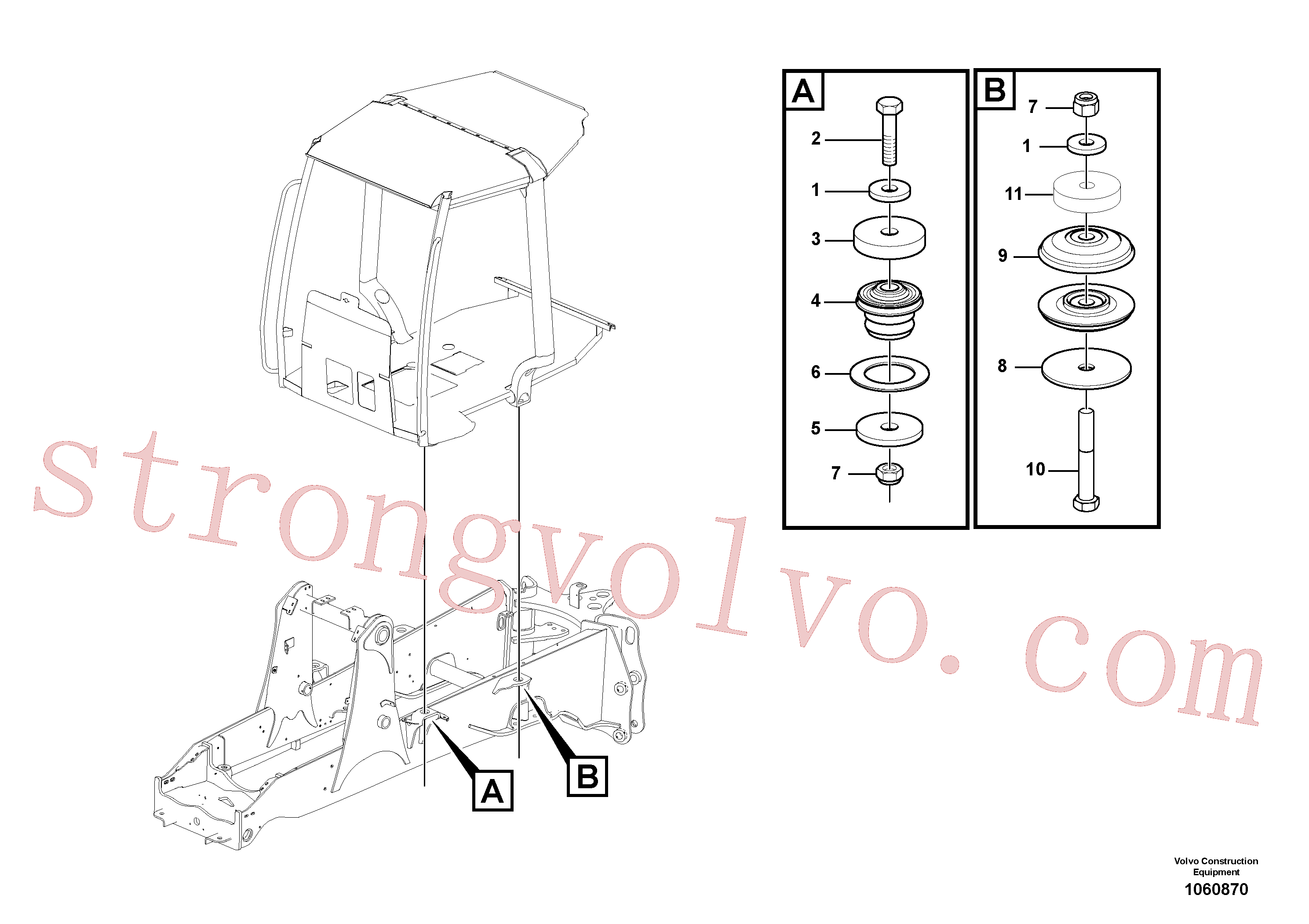 VOE997478 Volvo Bloco de montagem da cabina(1060870 Montagem)
