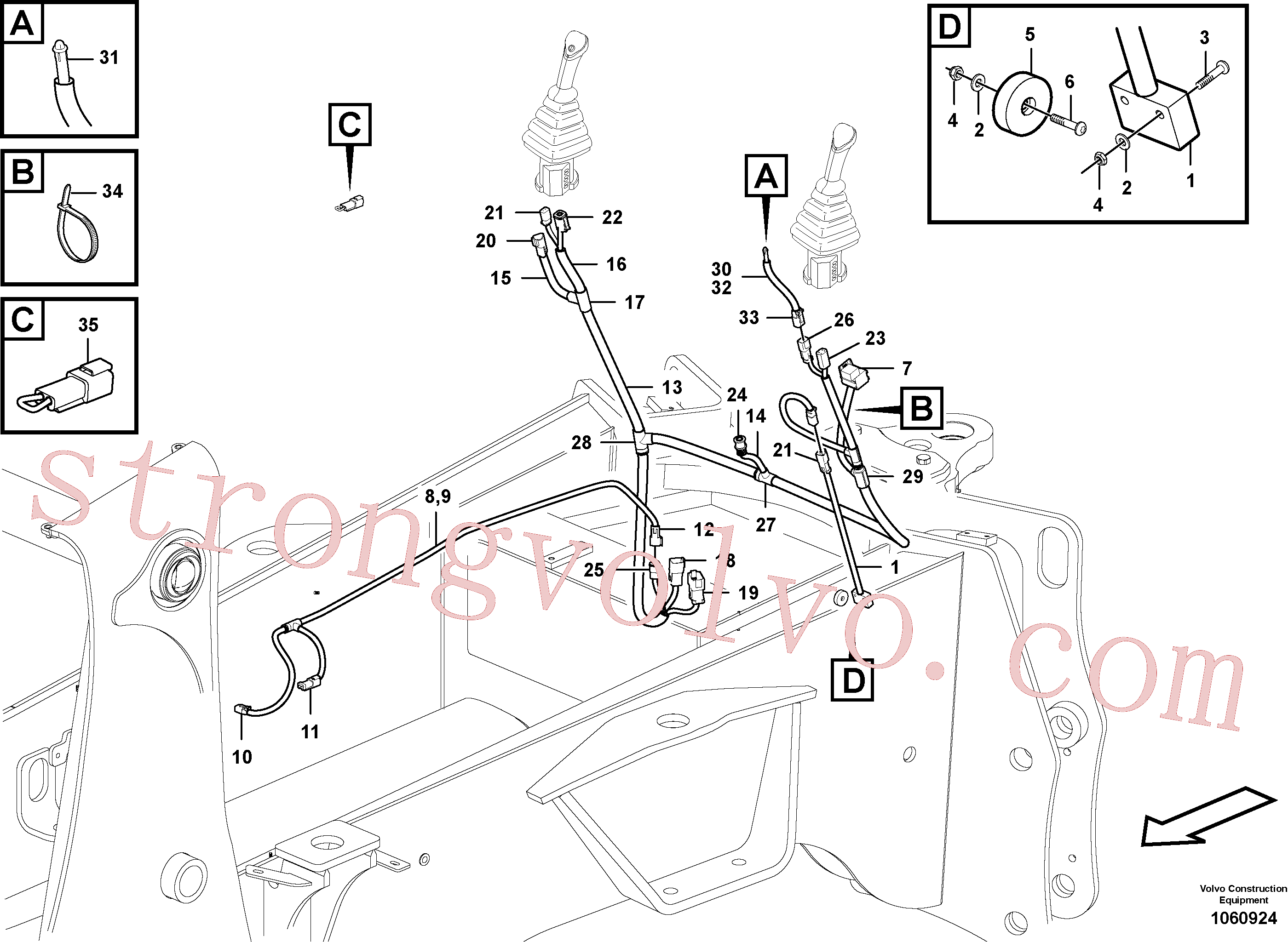 VOE15642492 Volvo Cablagem, comandos de escavação do piloto(1060924 Montagem)