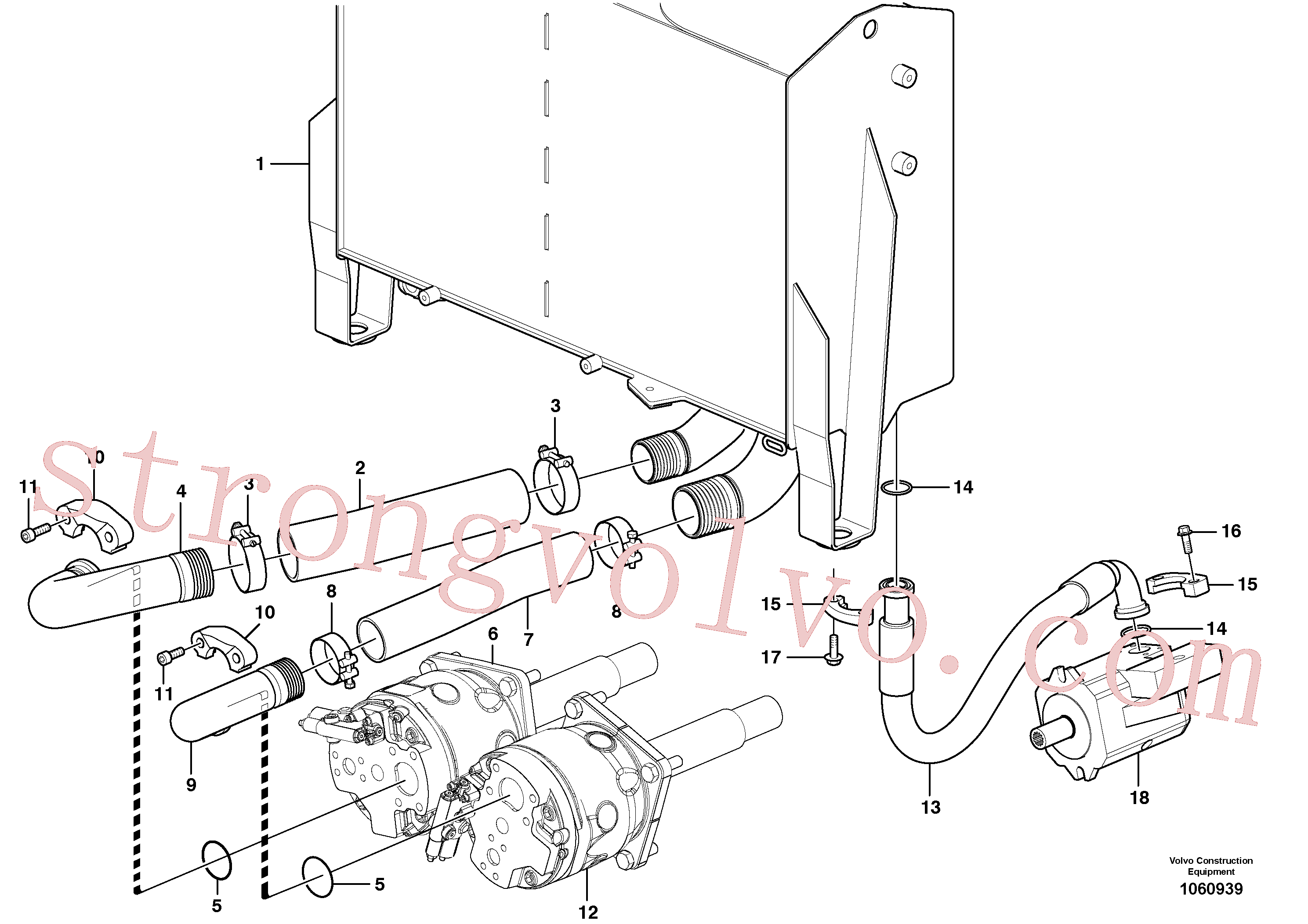 VOE17203815 Volvo Linha de sucção, tanque - bomba(1060939 Montagem)