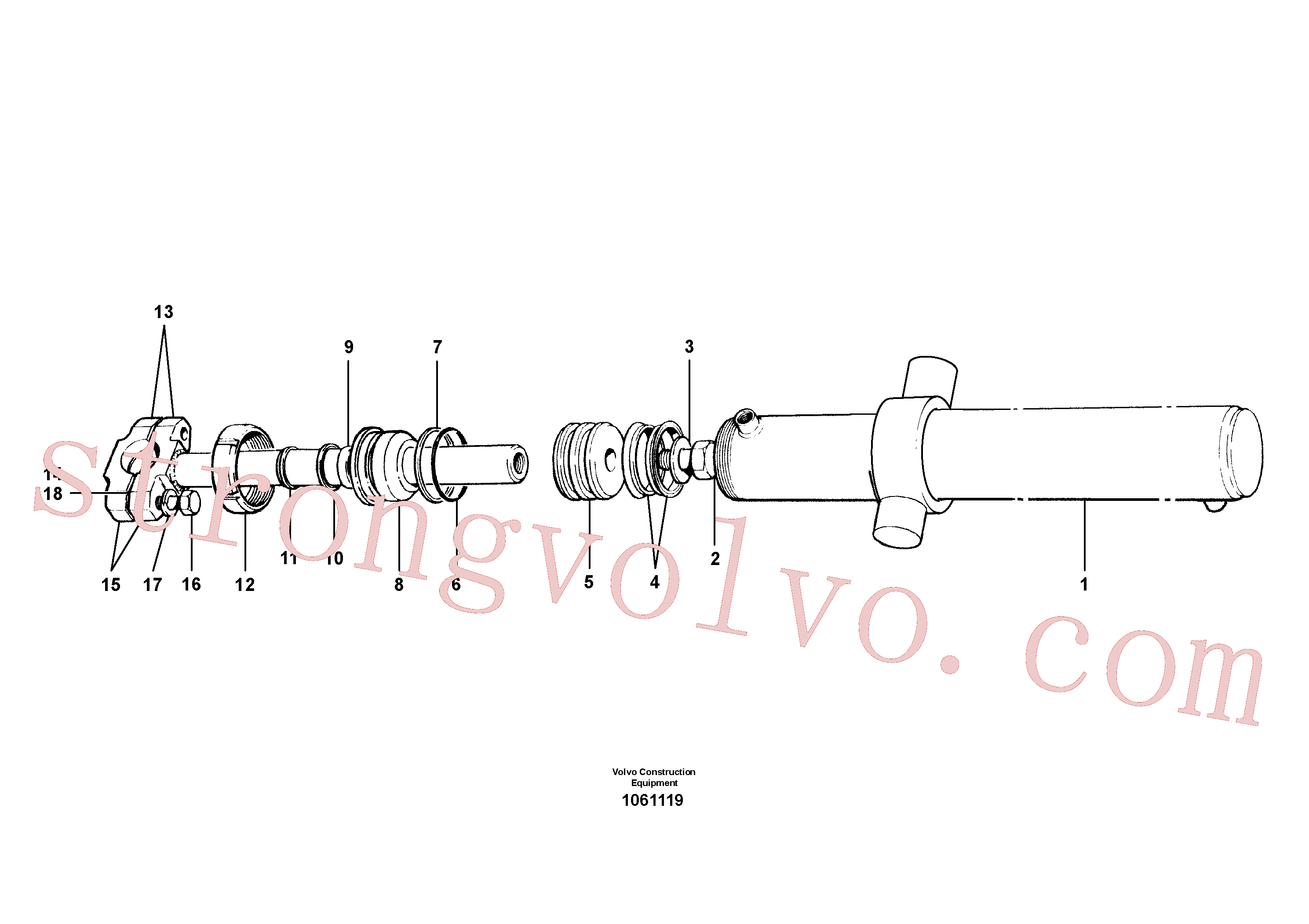 VOE12724223 Volvo Cilindros de elevação de lâmina(1061119 Montagem)