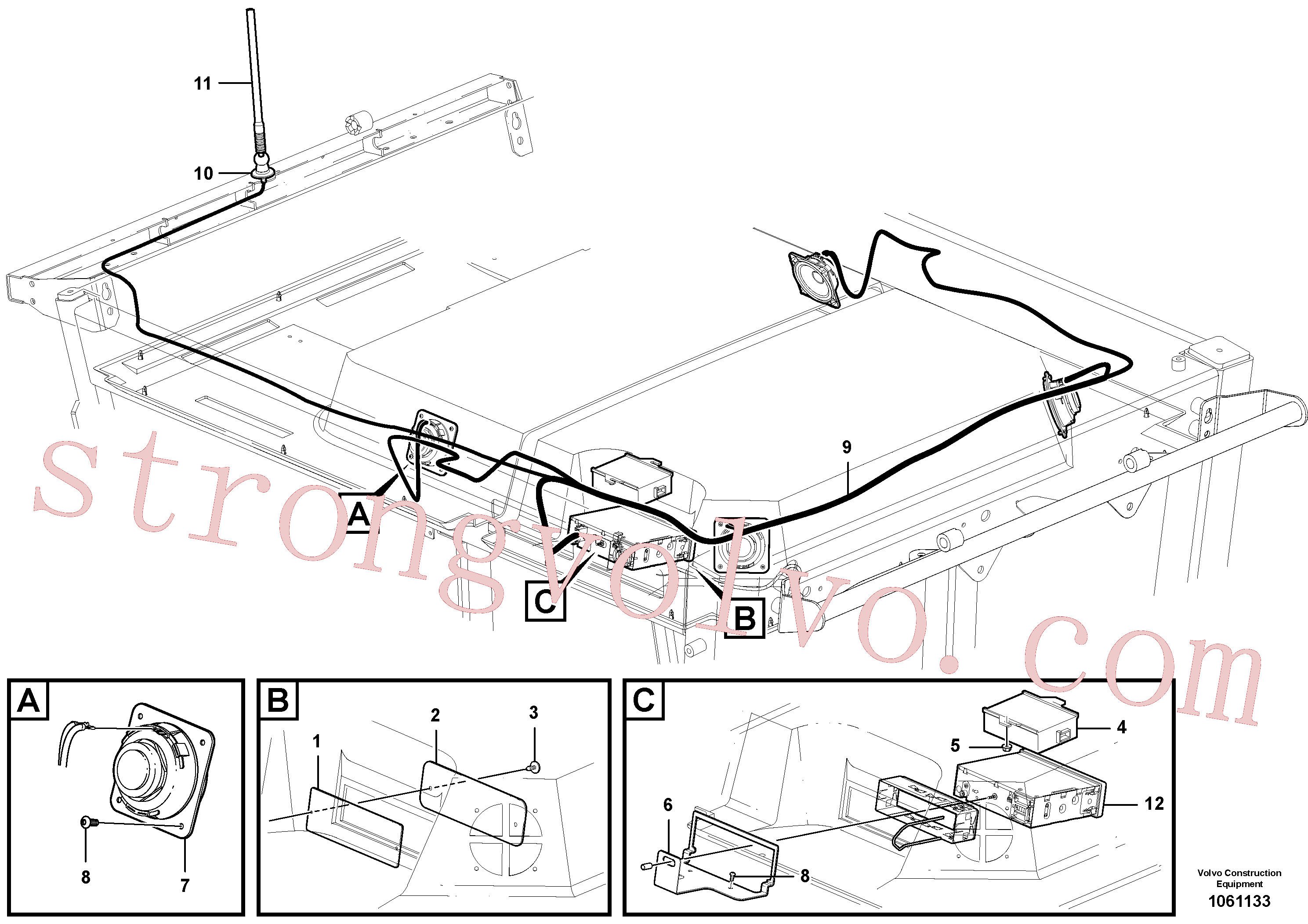 VOE20724977 Volvo Rádio, leitor de CD e cassete(1061133 Montagem)