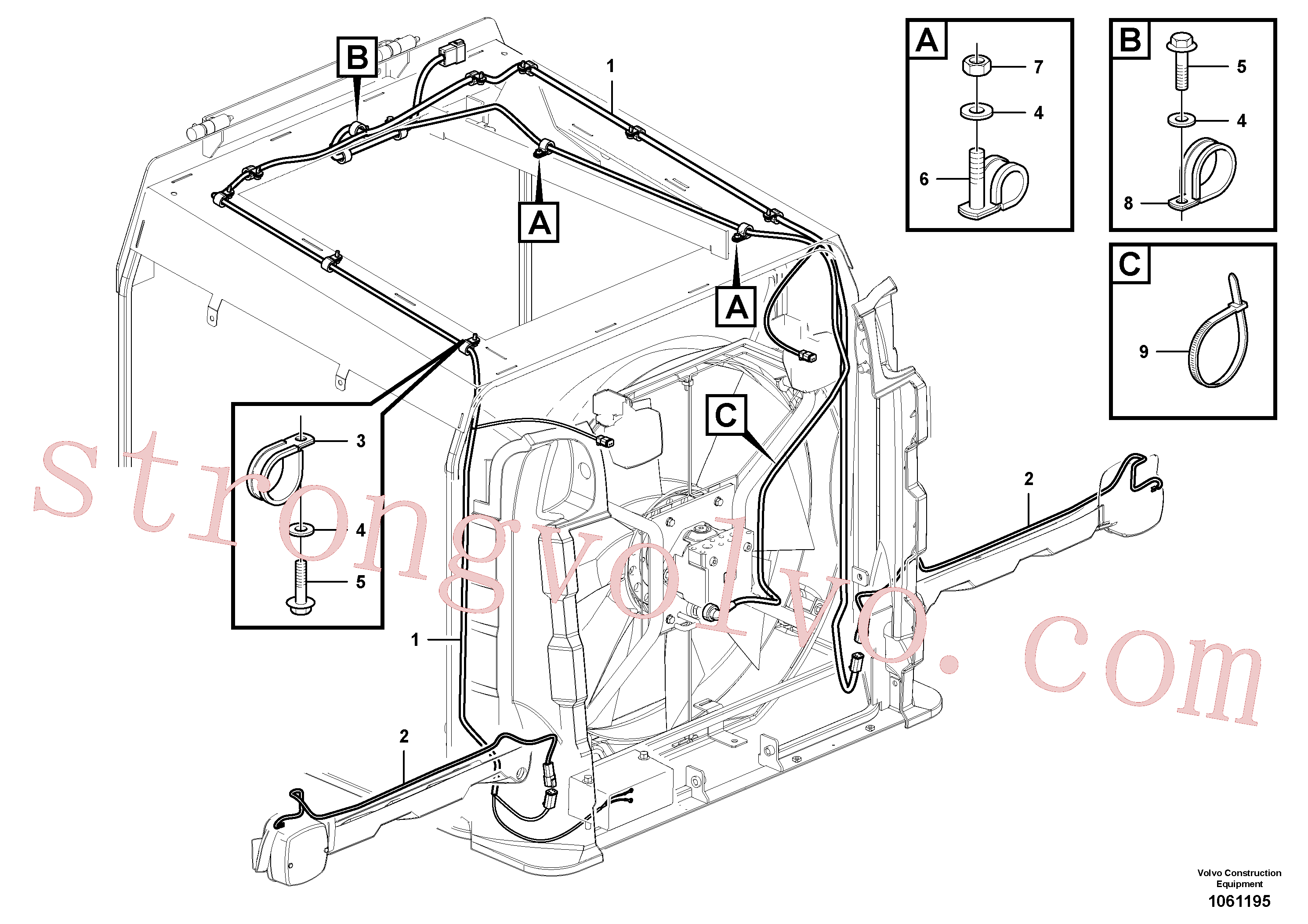 VOE952630 Volvo Cablagem - blindagem traseira(1061195 Montagem)