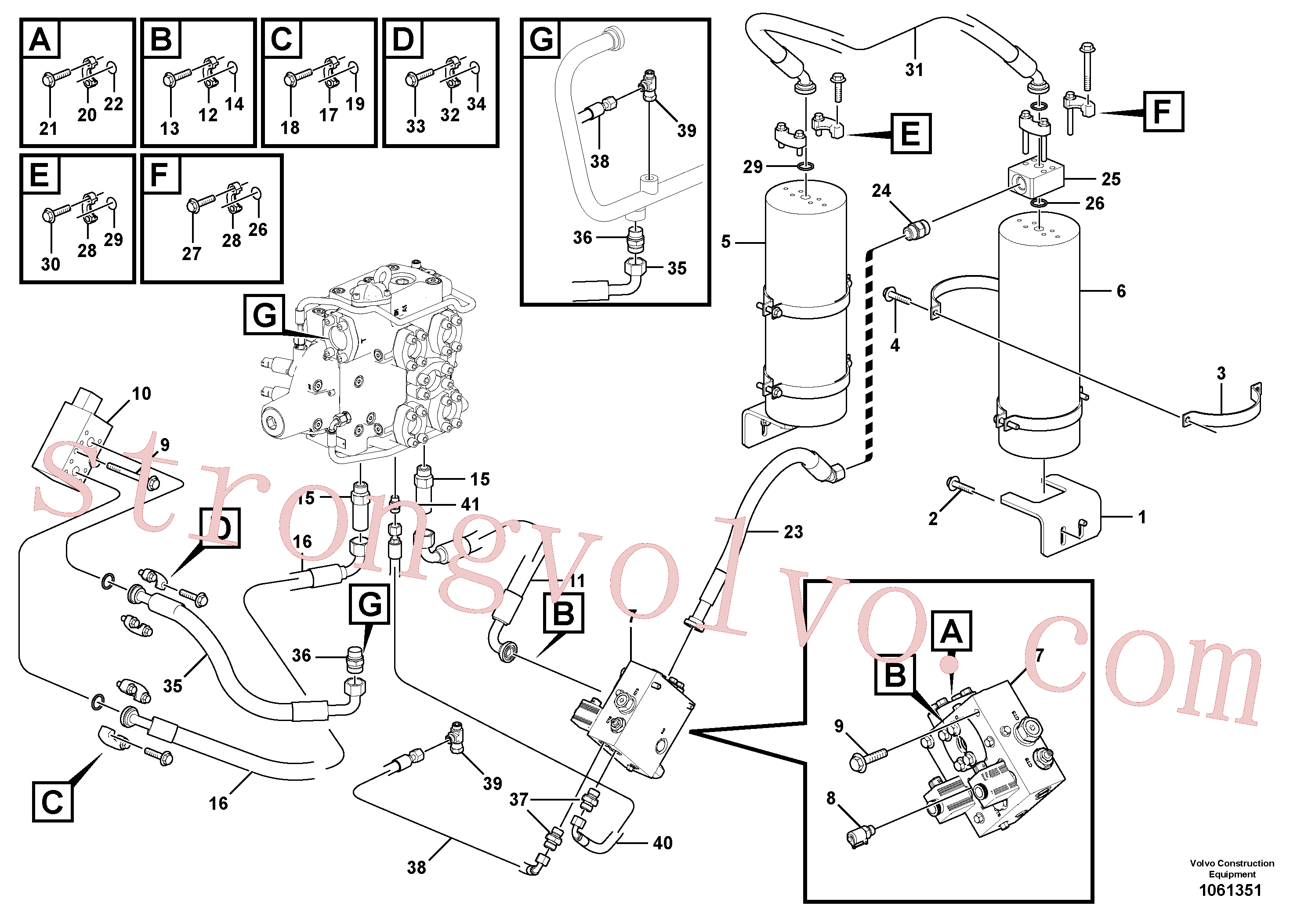 VOE936329 Volvo Sistema de suspensão da lança(1061351 Montagem)