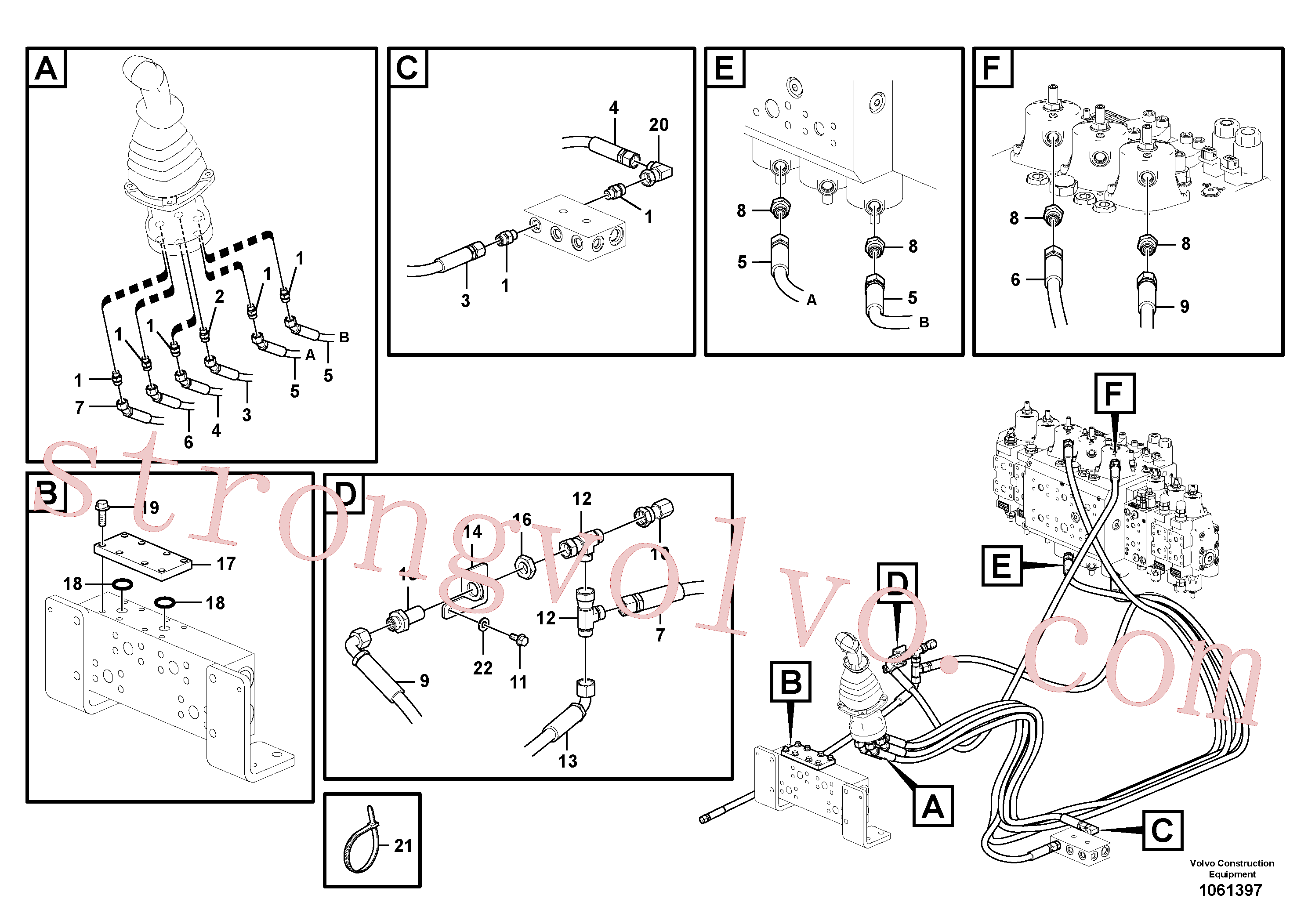 VOE15042409 Volvo Sistema servomotor, válvula de comando para válvula de comando à distância(1061397 Montagem)